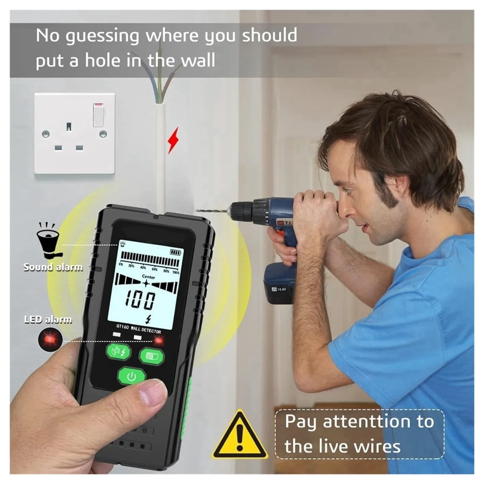 Detector Vigas Buscador De Vigas De Pared, Escáner, Buscadores De Vigas Magnéticas, Detector De Cables De CA De Tuberías De Vigas con Imán De Madera Y Circonio