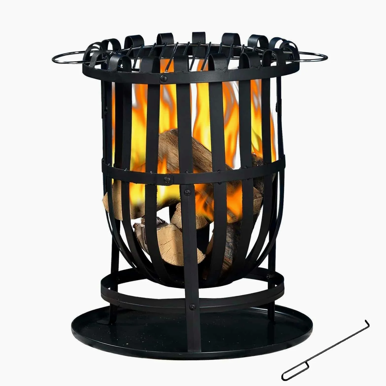 KEKAI Brasero de Acero para Exteriores 2 en 1 con función de Barbacoa y Fuego Kekai Dana 40 x 56 cm Grill, Atizador y Recogida de Cenizas