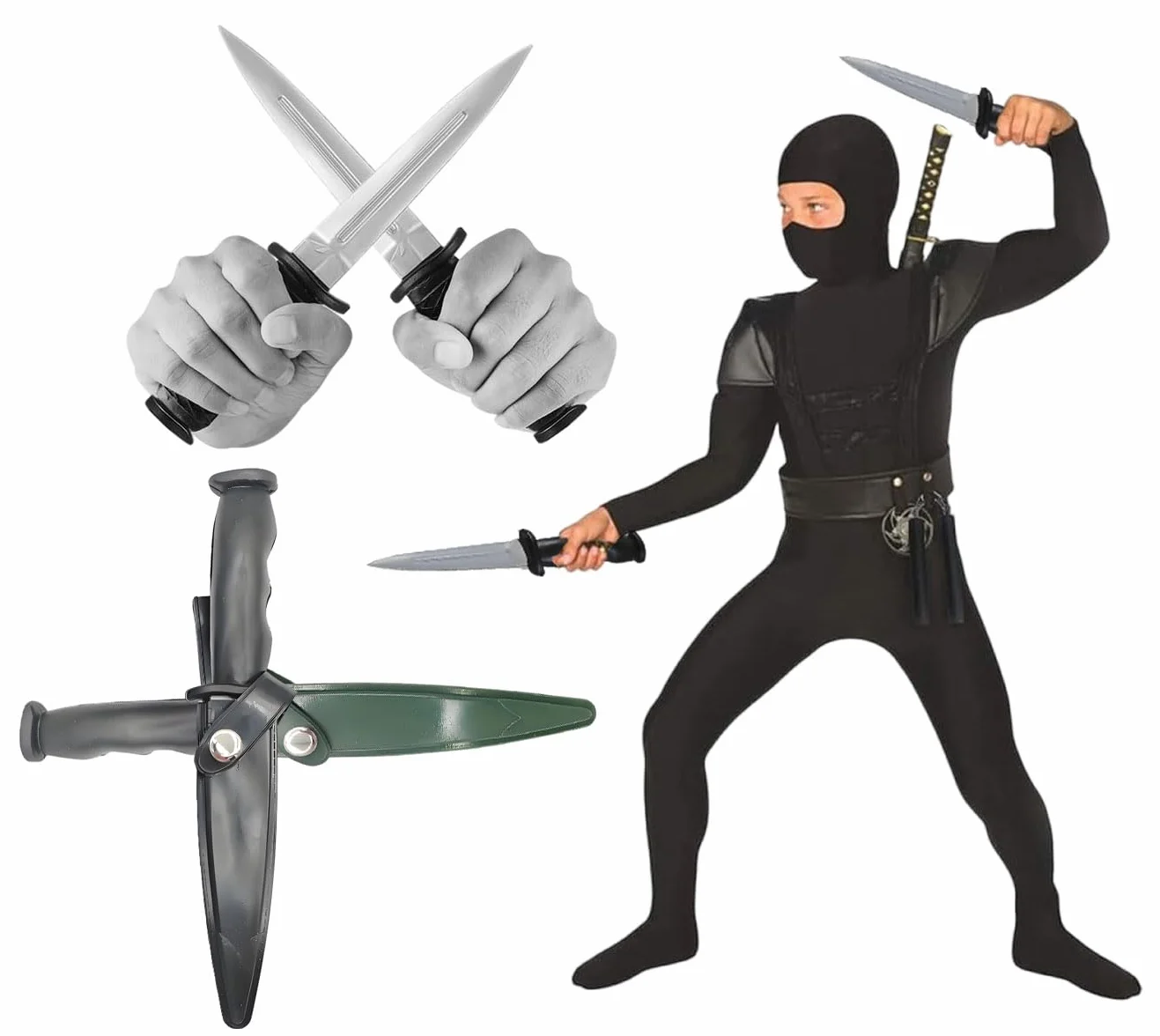 Artes Marciales Cuchillos de Entrenamiento de Goma 4 Piezas Armas de Entrenamiento