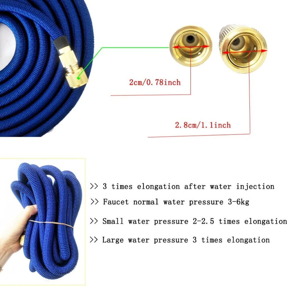 Manguera De Jardín De Látex Doble Manguera Flexible Extensible Riego por Goteo Lavado De Automóviles A Alta Presión Mangueras De Riego Mágicas Tubo Juego De Jardinería 45m Negro