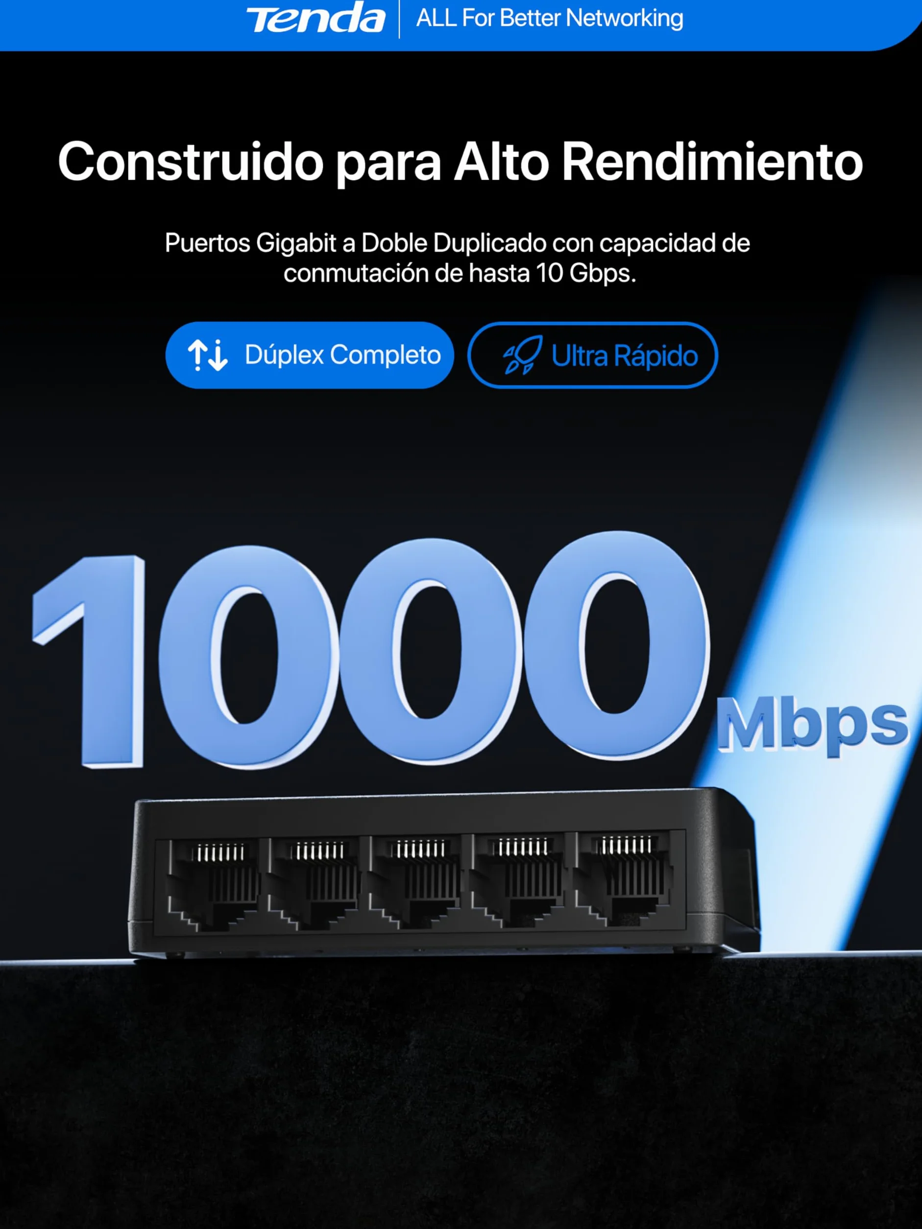 Tenda SG105 Switch Ethernet Gigabit 5 Puertos 10/100/1000 Mbps RJ45 No Administrado Negro