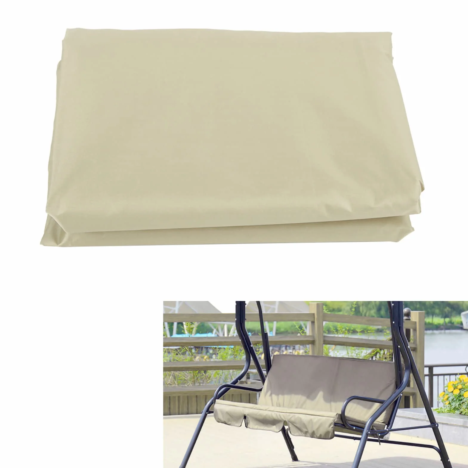 Cojín Columpio, 3 Asientos Silla Columpio Hamaca Asiento Cojín Cojín Cojín De Protección Columpio para Exteriores, Interiores, Patio, Jardín, Hogar, Terraza, 150 X 50 X 10 Cm(Beige)
