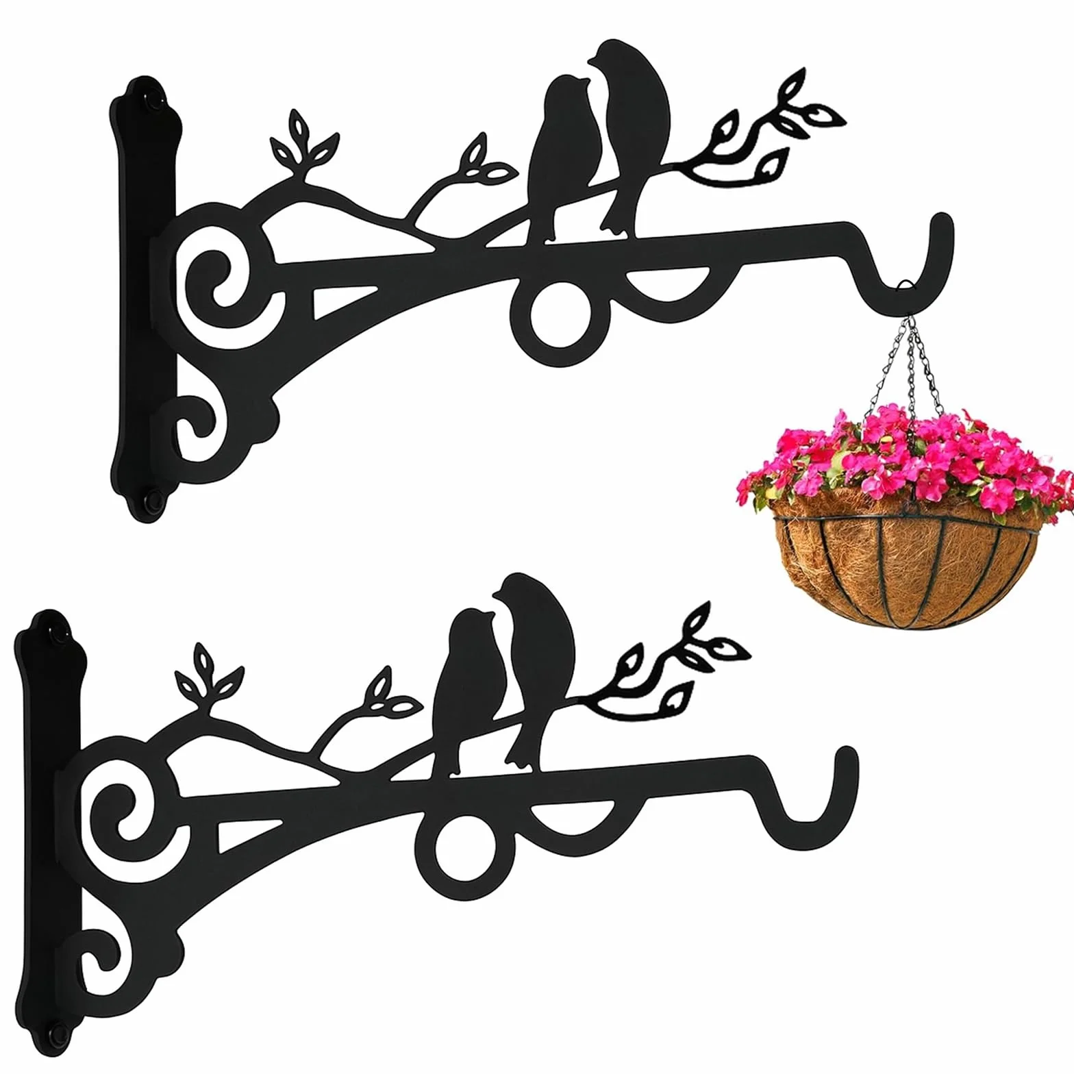 2 Piezas Soporte Plantas Colgantes Gancho Plantas Pared Colgador Plantas Pared Ldeal Para Colgar Cestas Para Pájaros Casitas Decoraciones de Jardín y Más Añadiendo un Toque Natural y Artístico