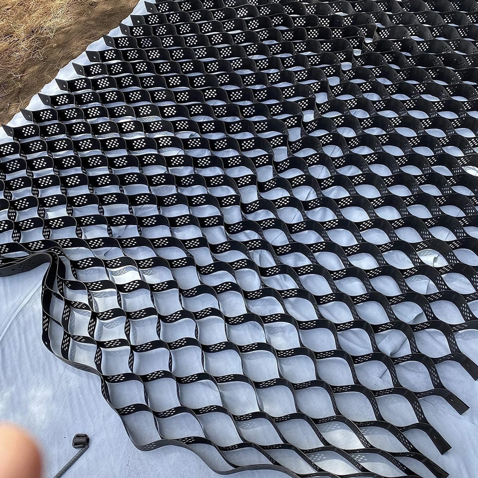 Estabilizador de Grava Geomalla Estabilizadora de Grava Cortable en Panal, Rejilla de Suelo de Geocelda de Garaje de Jardín Negro 5 Cm / 2 Pulgadas de Alto, para Patio Camino Césped Rocas Relleno ( Si