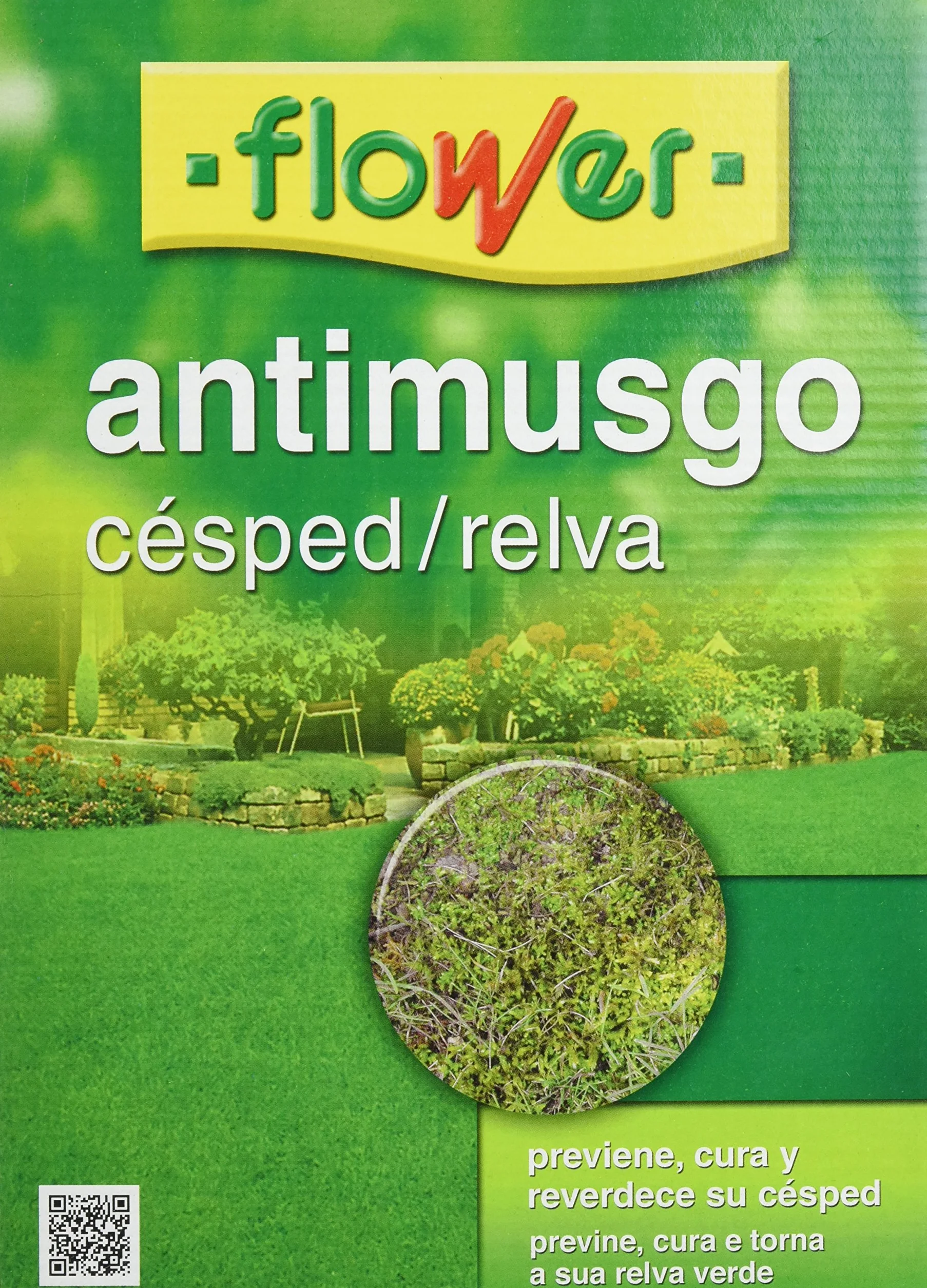 Flower - Antimusgo Césped de 1kg | Previene, Cura y Reverdece el Césped | Elimina Musgos y Líquenes | Efectividad Elevada, No aplica en color, Tamaño 18x7x25.5 cm, Material Abono.