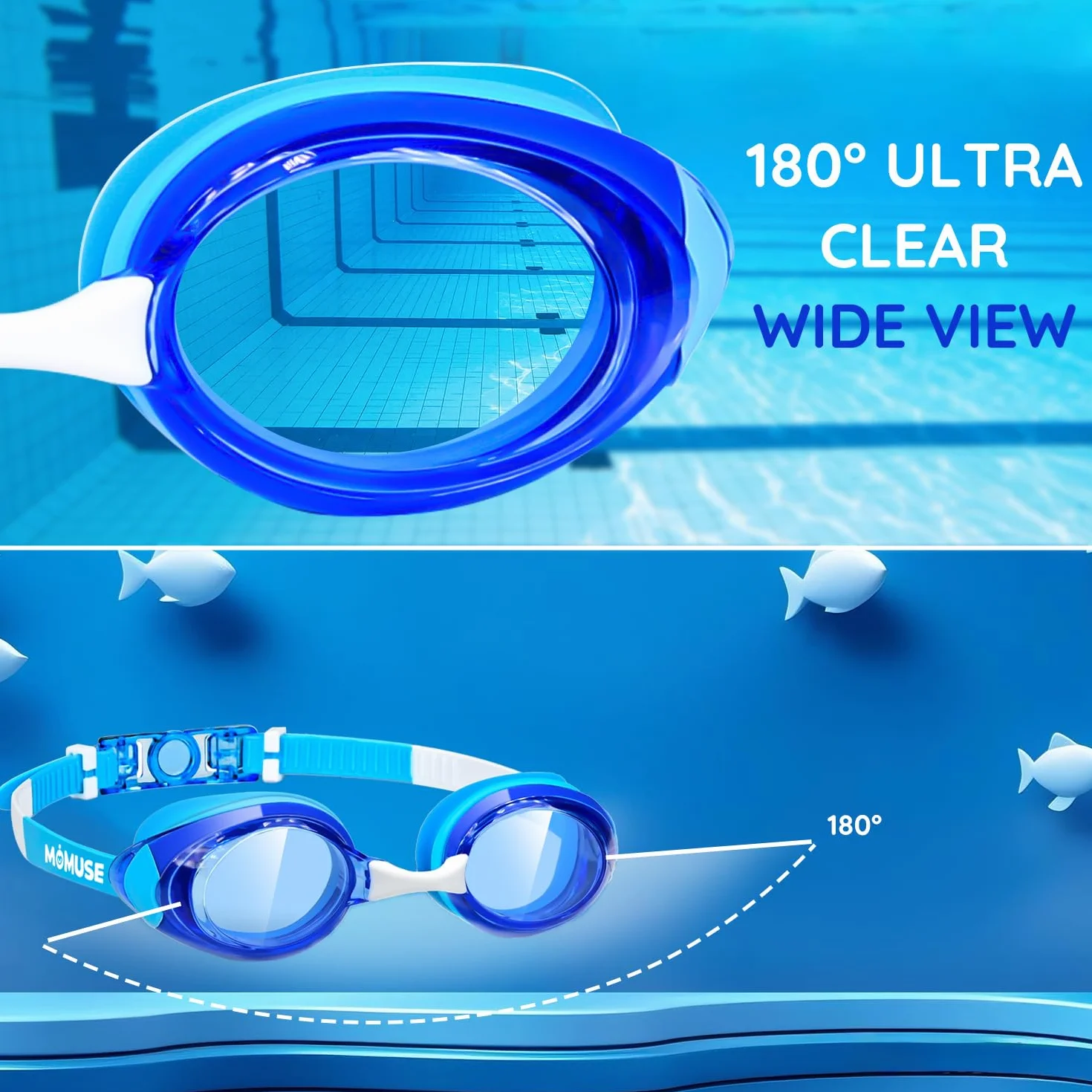 MOMUSE Gafas de natación para niños paquete 2 unidades antivaho a prueba de fugas