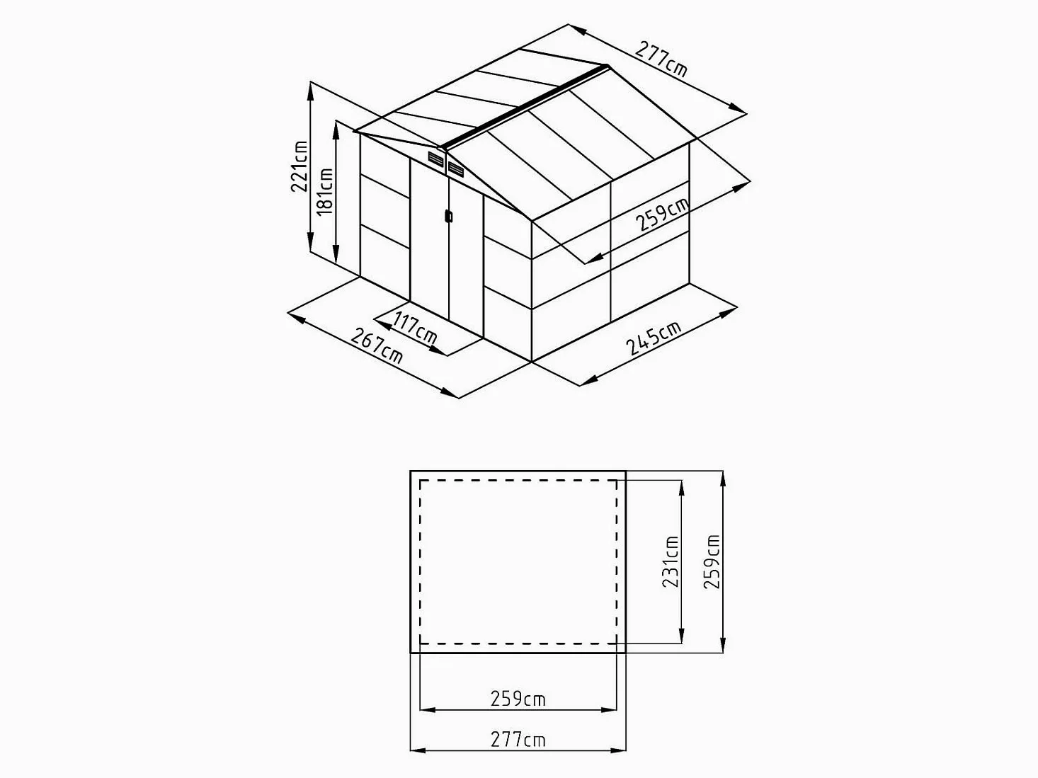 Venta-Unica - Caseta de jardÌn Metal de Acero galvanizado Efecto Madera Gris 7,17 m≤ - ADELMO