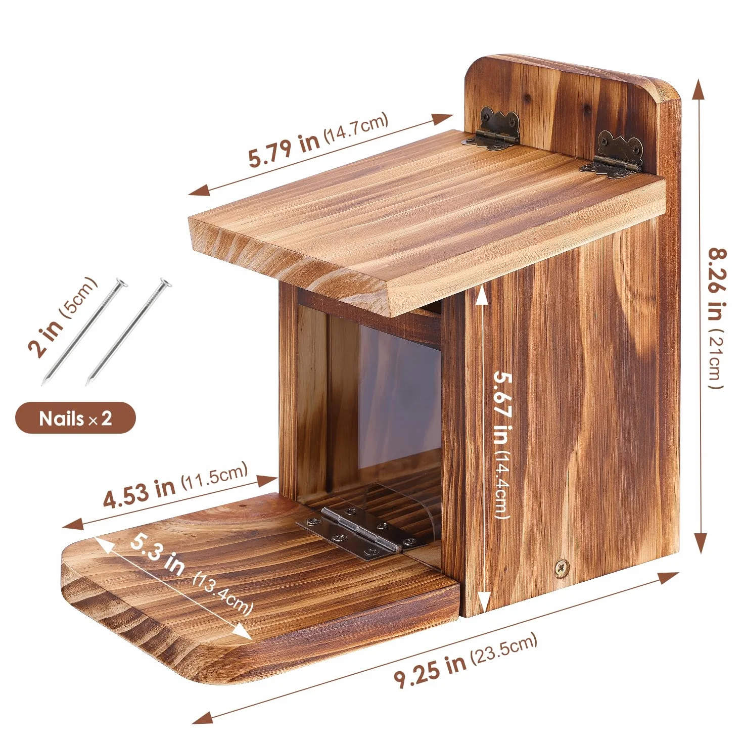 MIXXIDEA Caja de alimentación de ardillas de madera, resistente casa de alimentación de ardillas con grosor de madera de 1,5 cm, no requiere montaje, para patio trasero y jardín exterior (1 unidad)