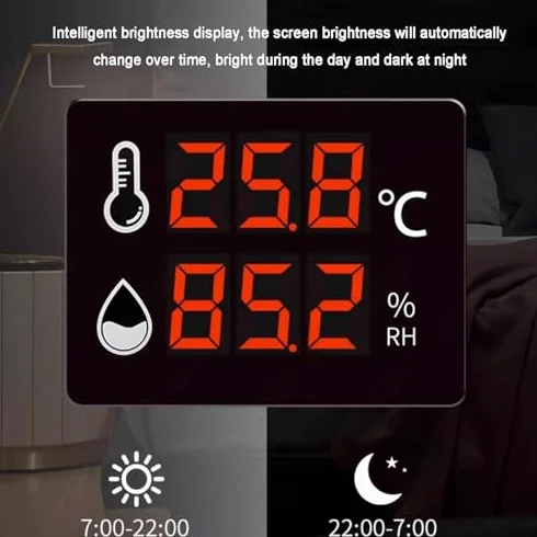 Higrómetro digital con pantalla LED, monitor de humedad de temperatura de alta precisión con alarma para uso industrial