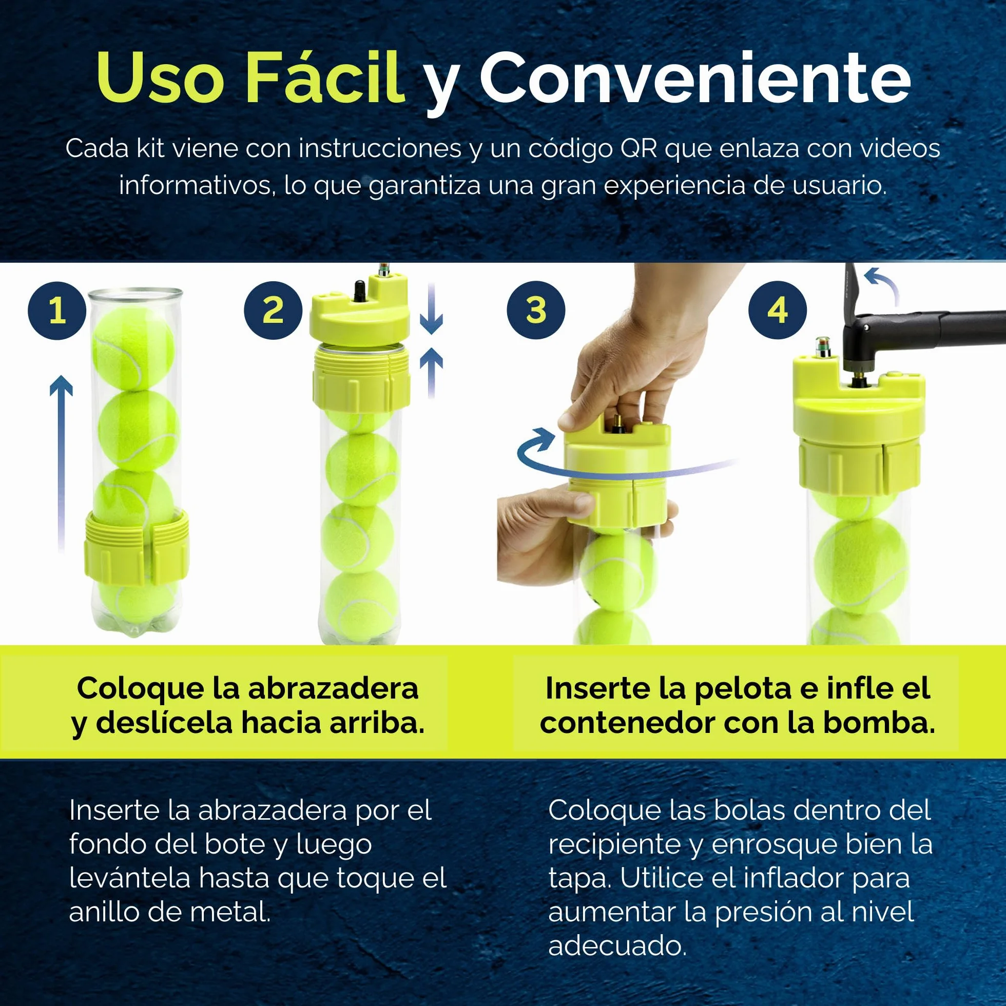 Ball Rescuer 30 PSI Presurizador de Pelotas de Pádel o Tenis Adaptable a Envases de Tres o Cuatro Bolas