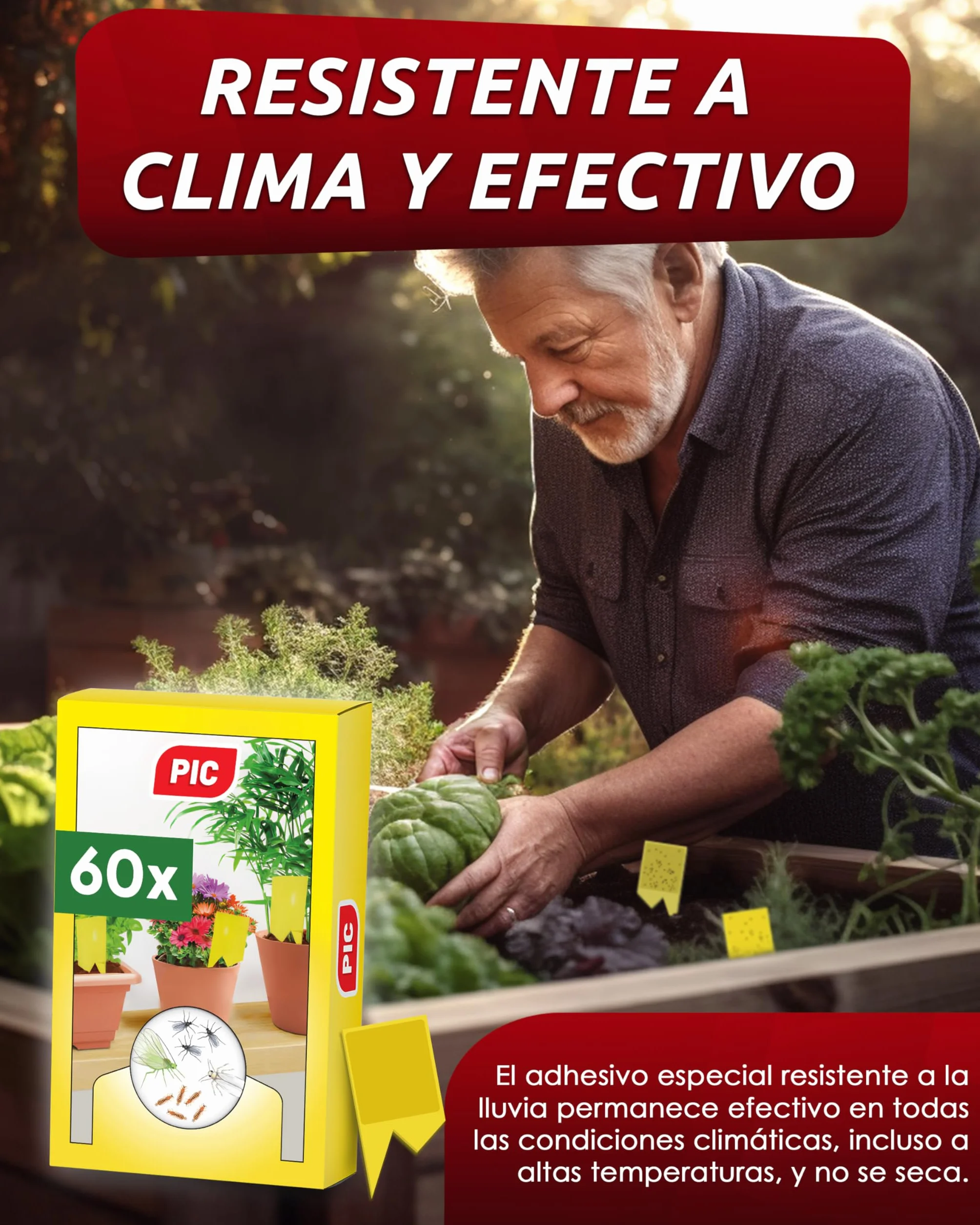 PIC Trampas Cromaticas Amarillas contra para Mosquito del Mantillo - 60x Pegatinas Trampas para Mosquitos, Eficaz Trampa Mosquitos No Tóxica, Ideal para Plantas De Interior contra Moscas pequeños