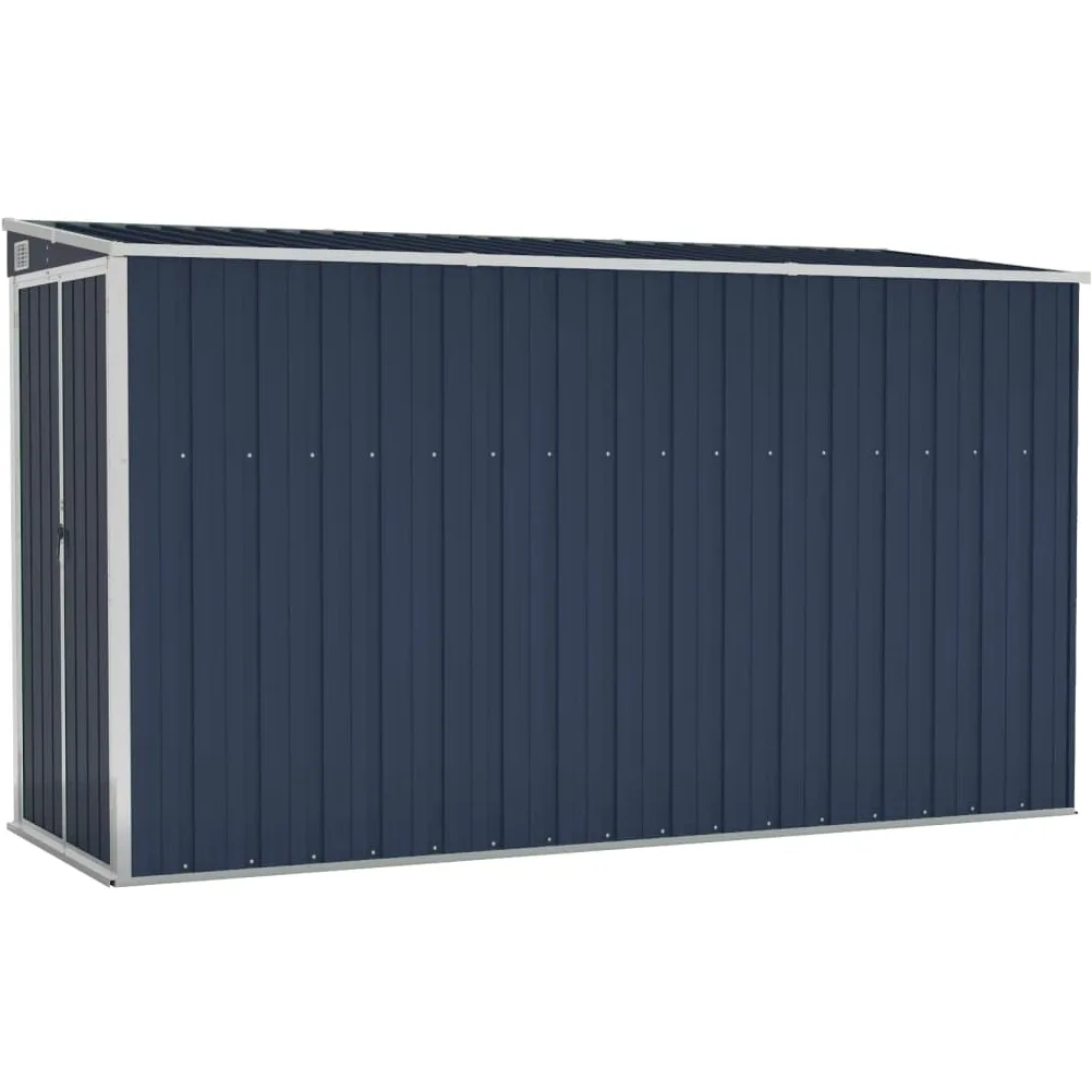 vidaXL Cobertizo para montaje en pared, acero galvanizado y metal, almacenamiento de jardín para herramientas, muebles, equipo, antracita, duradero, resistente a la intemperie y seguro