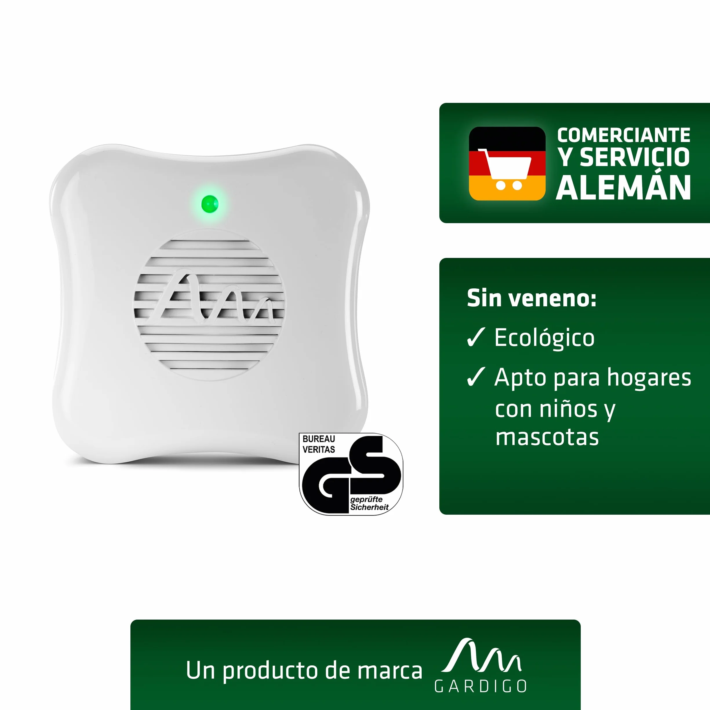 GARDIGO® Repelente Ultrasonico para Hormigas - Set de 2 | Anti Hormigas Interior de Casa | Ahuyenta Plagas en Cocina y Despensa