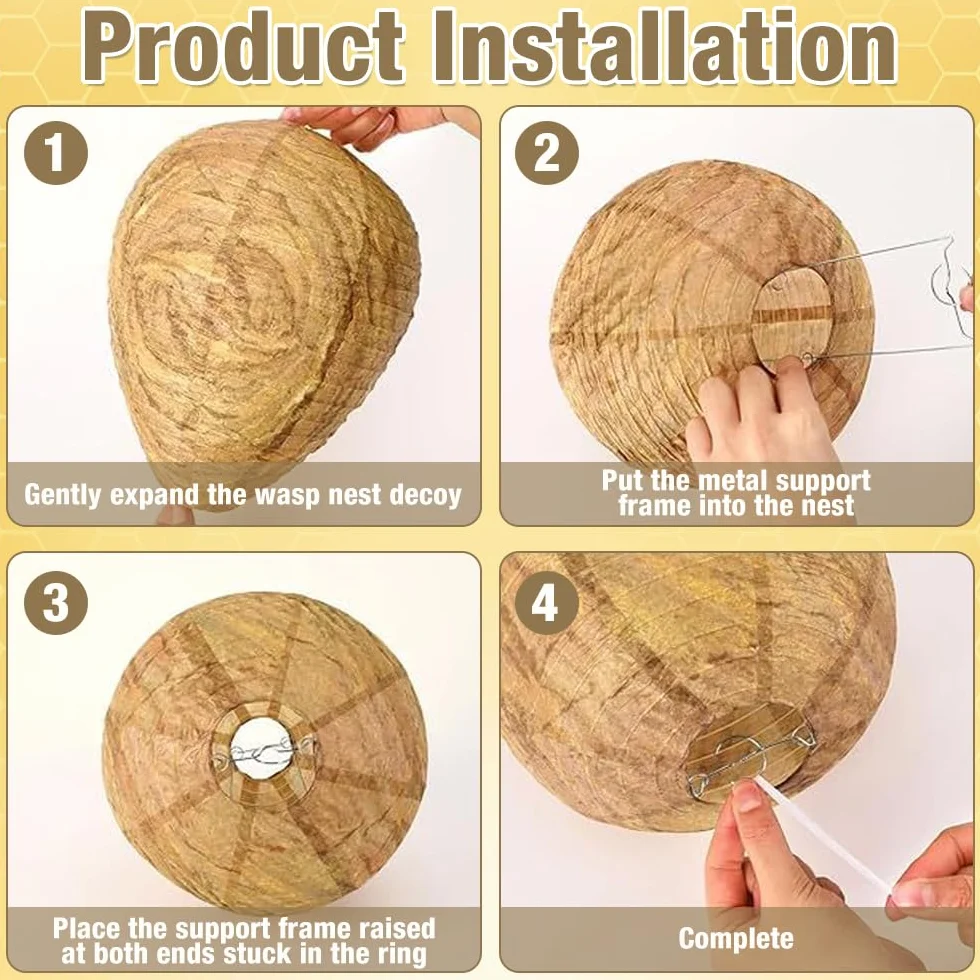 Mineup 8 Piezas Nido de Avispas, Nido de Avispa Artificial, Nido de Avispas Colgante, Nido de Avispas de Suspensión, Natural Ecológico para hogares y Jardines al Aire Libre