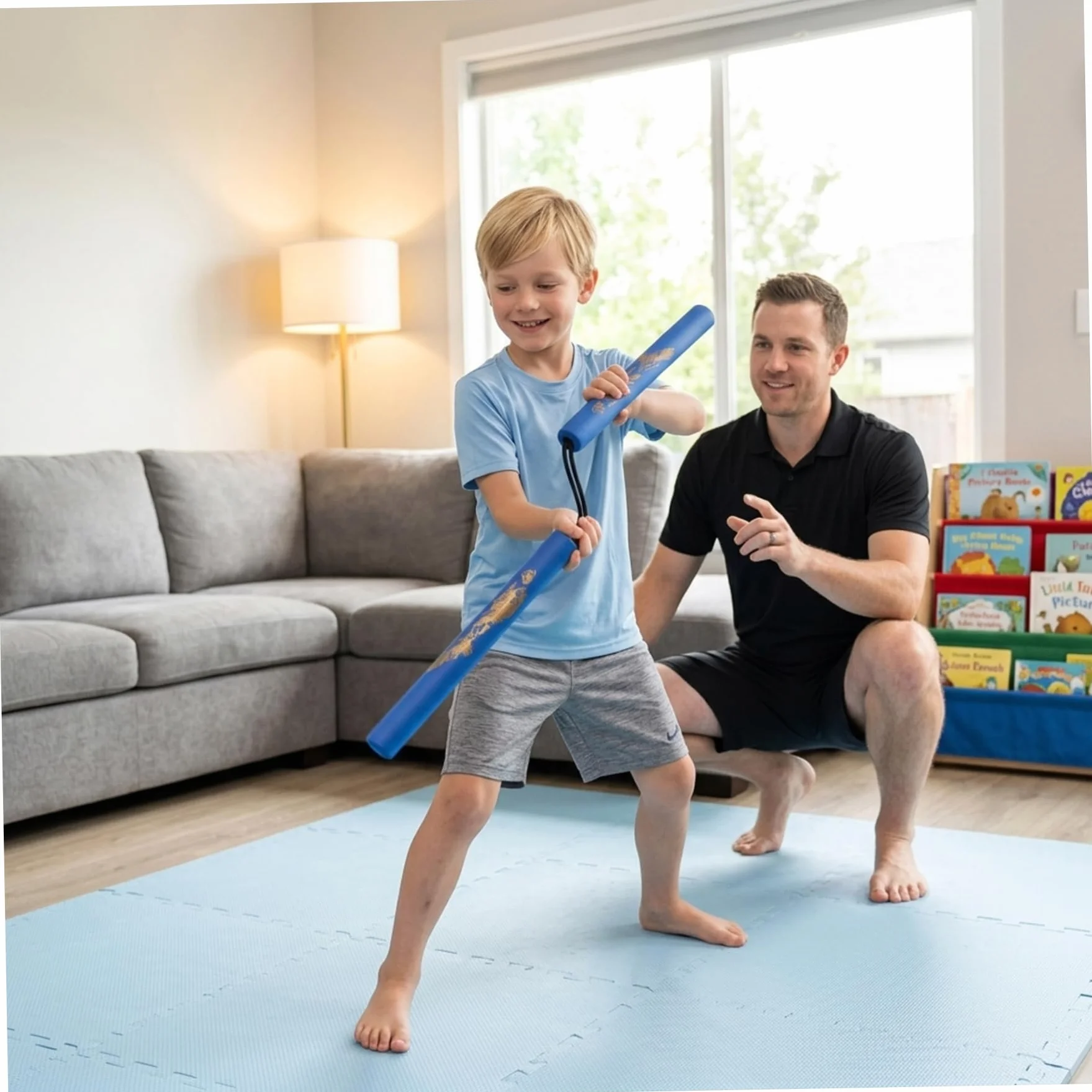 Nunchakus de Espuma Suave para Niños Principiantes Entrenamiento Seguro Azul