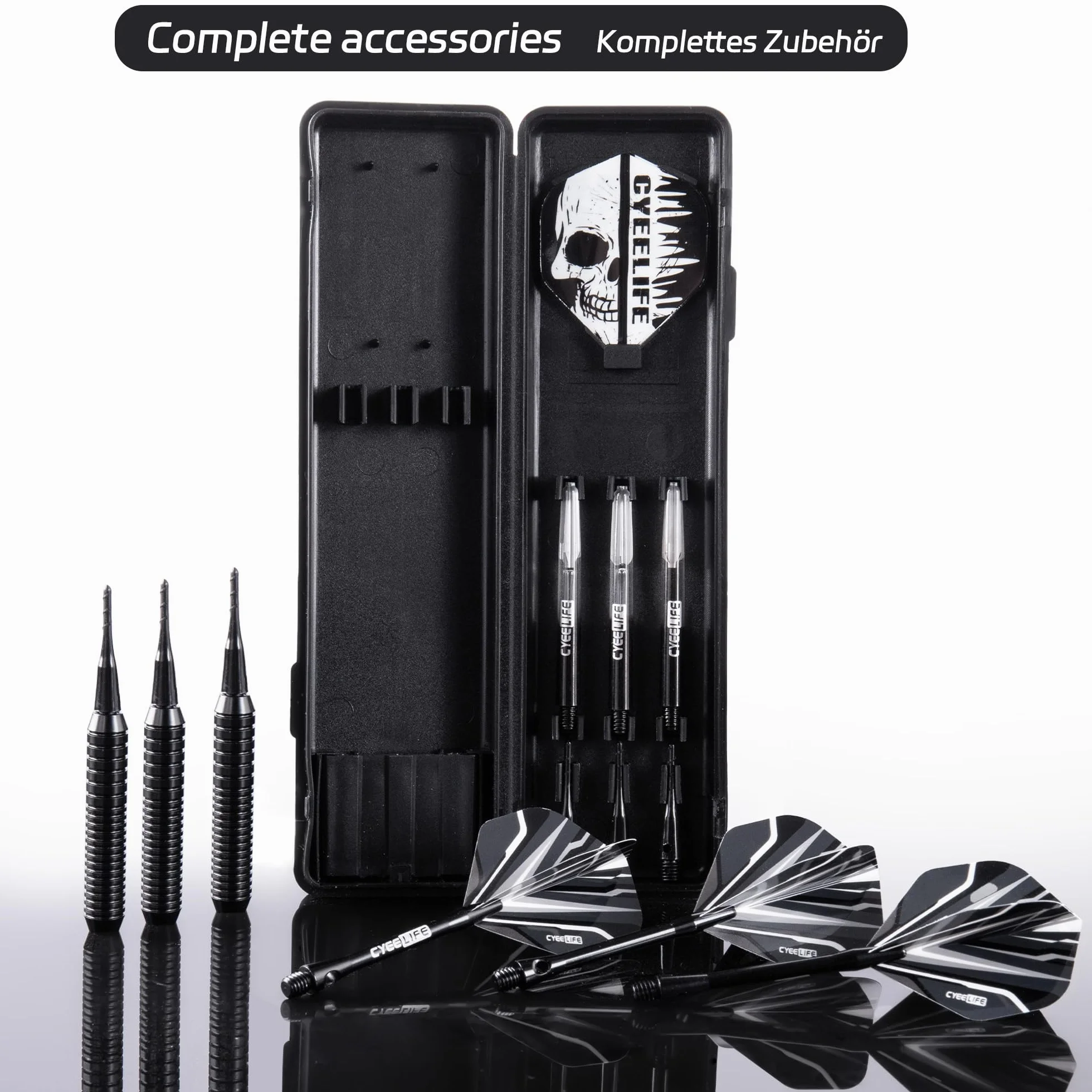 CyeeLife Juego de dardos punta suave cañón latón ejes aluminio PC 6 plumas 30 puntas suaves 20 anillas O 2 protectores plumas