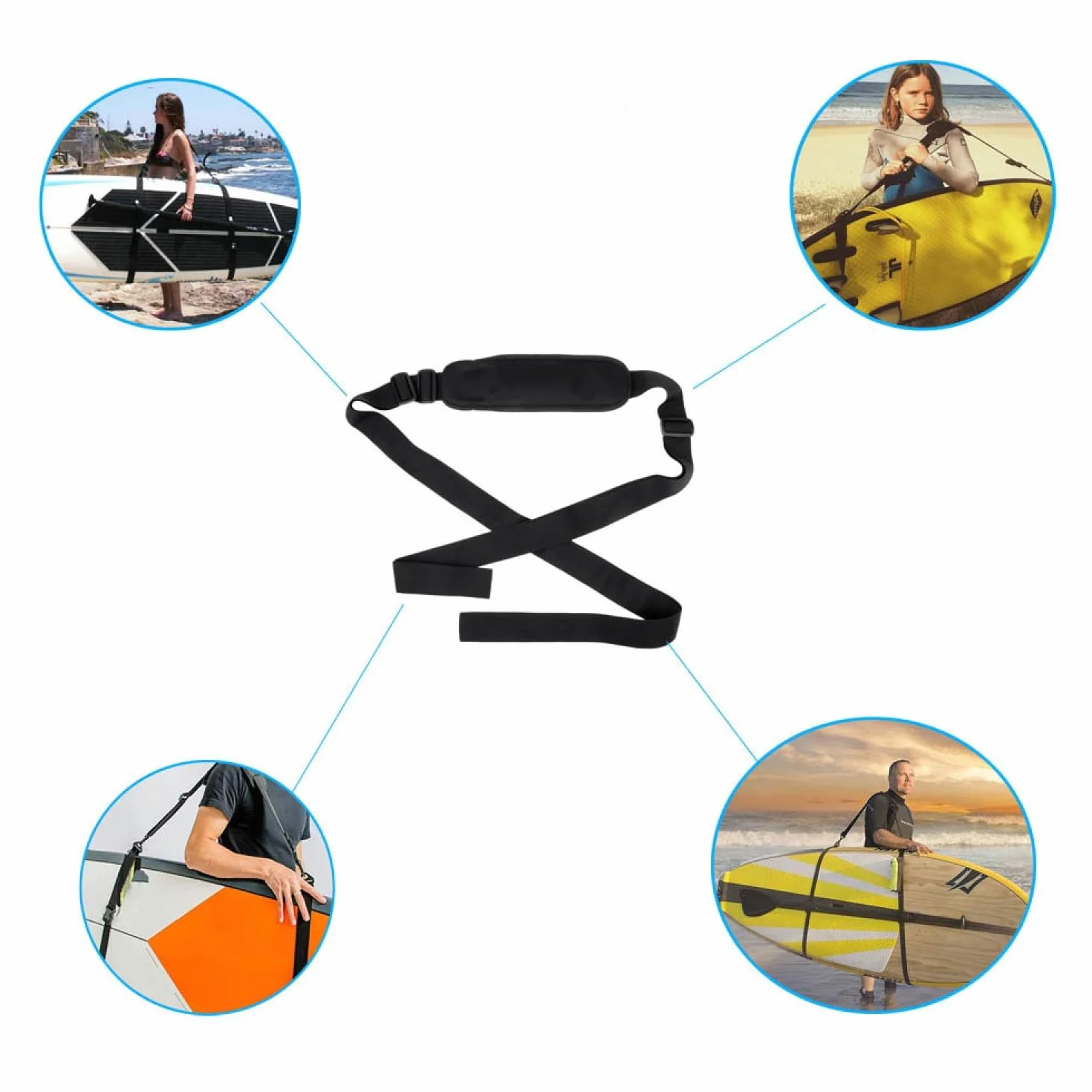 Correa para Tabla de Surf Ajustable, Correa de Transporte SUP, Stand Up Paddle, Canoa, Longboard