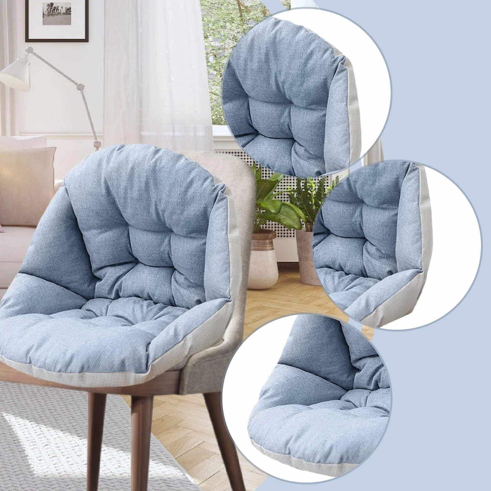 Colcolo Cojín de Respaldo para Silla de Columpio, Multifuncional, Cojín para Sillón, Cesta Colgante, Jardín y Porche, Azul