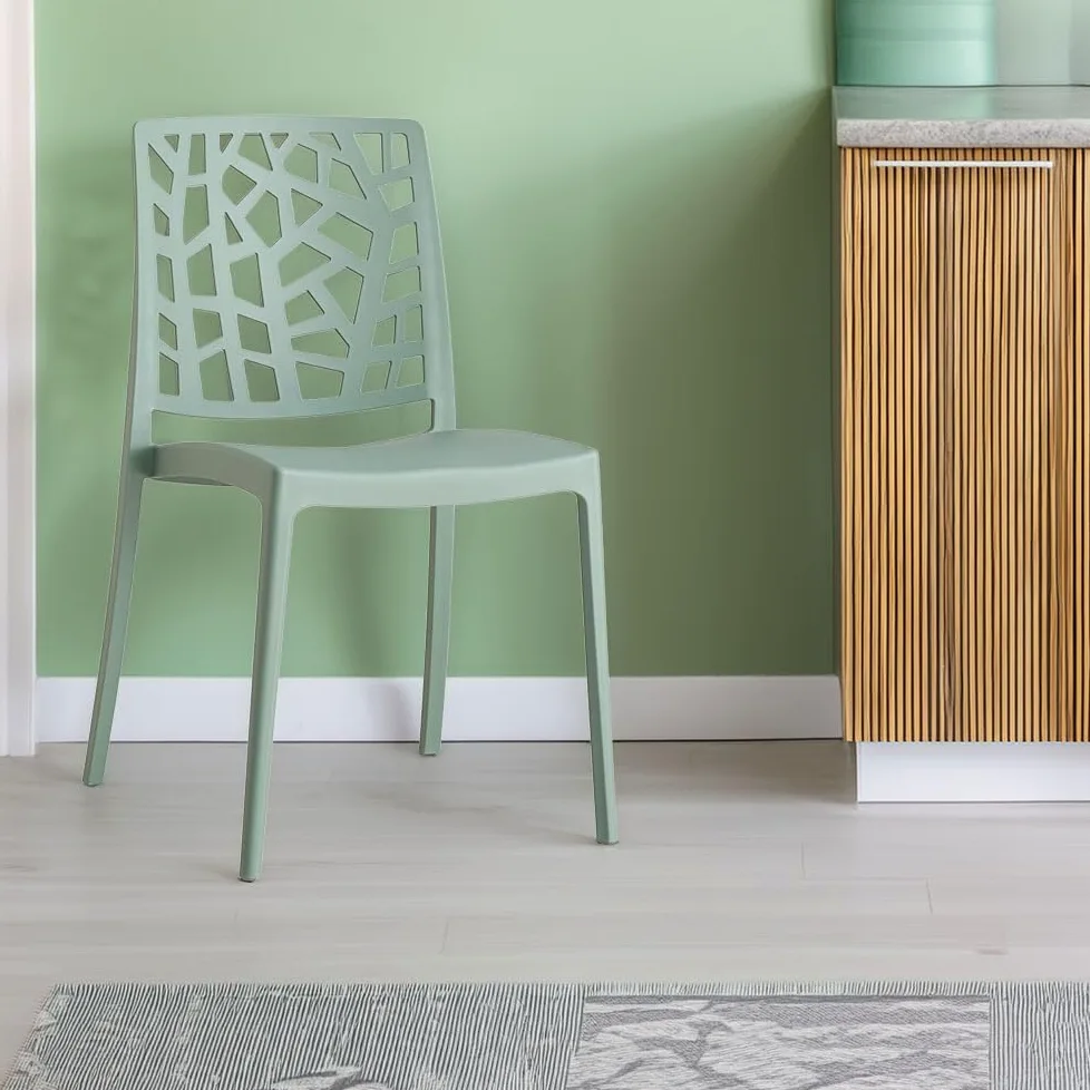 SIEDITI FUORI E DENTRO Sillas de Jardin en polypropylène Avec Fibre de verre, Sillas empilables pour extérieur ou intérieur, Design Moderne et Naturel - Trixy (4 Sillas, Verde Salvia)