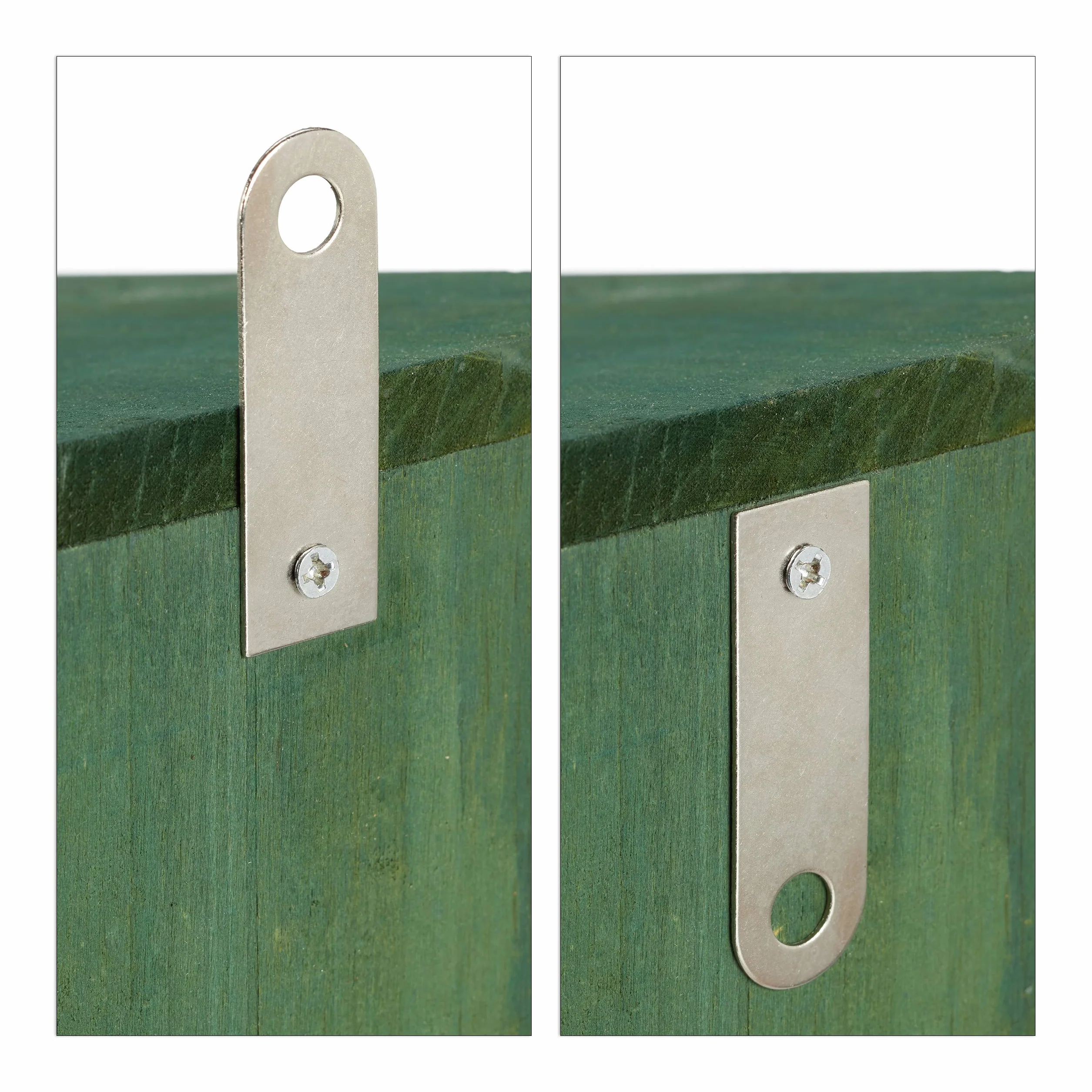 Relaxdays, 5 x 14 x 25 cm Comedero Ardillas para Colgar, Madera de Abeto, Verde Oscuro, 17