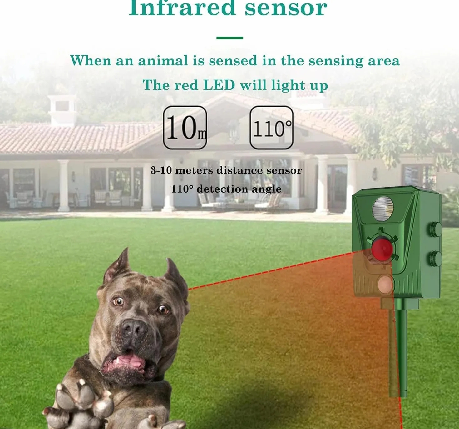 Repelente Gatos 2026,Repelene de Animales al Aire Libre, Ratas, Perros, Aves, Zorros,Solar Ultrasónico Repelente para Palomas,Outdoor Repeller para Los Animales,Ahuyentador para Gatos