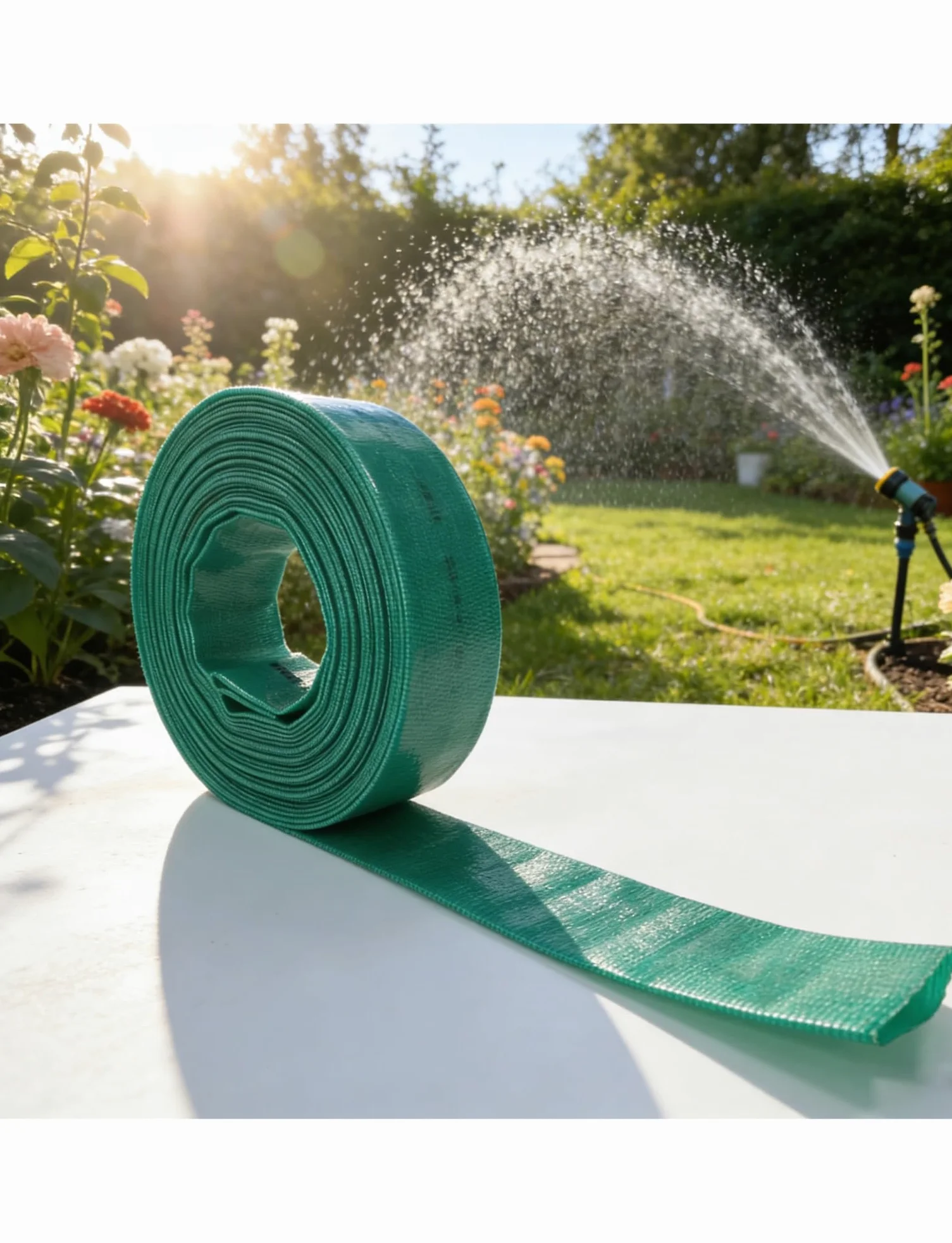 Manguera plana de PVC reforzado | Riego de jardines multicolor de varios tamaños: descarga de agua(Green,ID 1.2 inch- 20m)