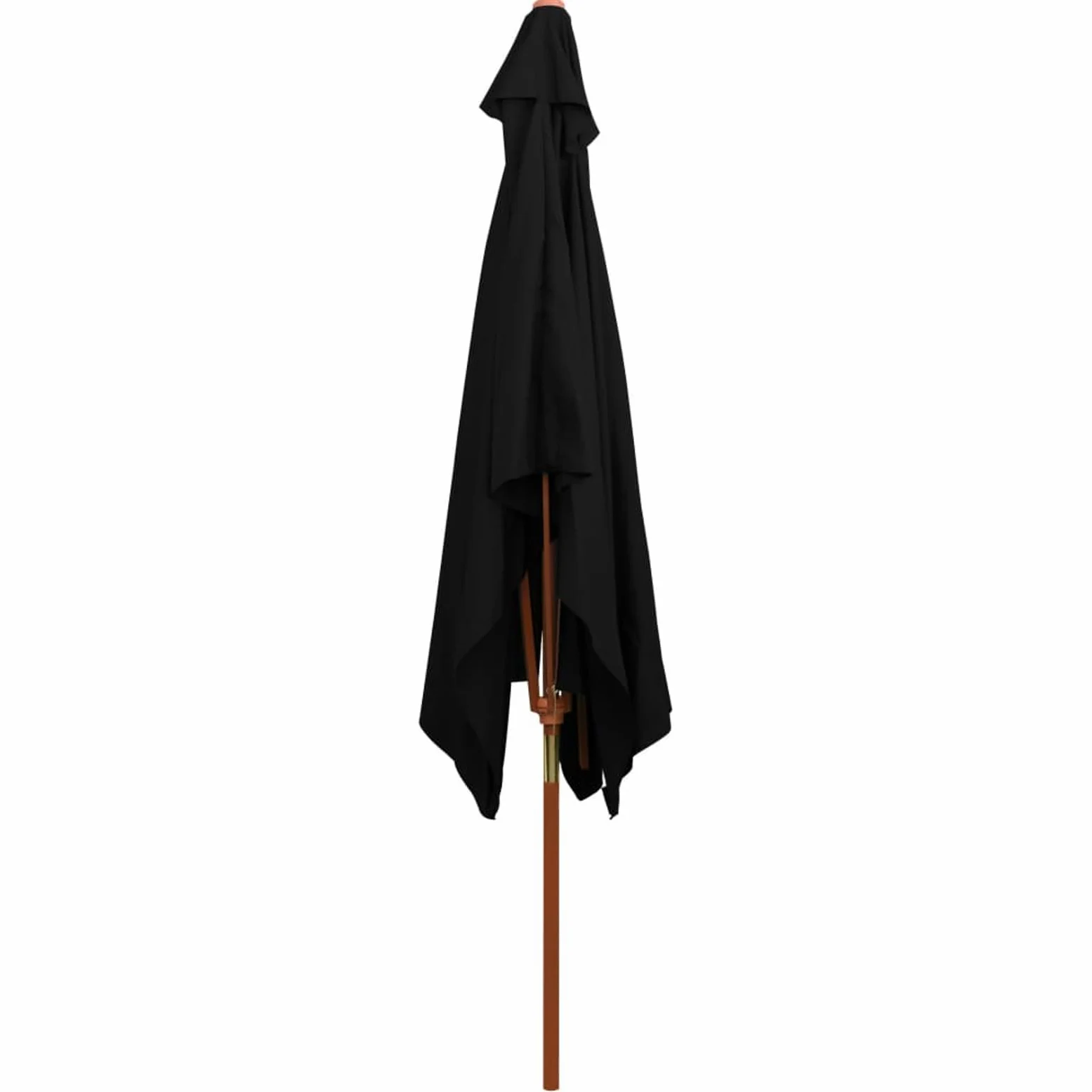 Homgoday Sombrilla con palo de madera, sombrilla de jardín, playa, terraza, mercado, protección UV, para jardín, playa, terraza, color negro, 200 x 300 cm, Negro , Grande