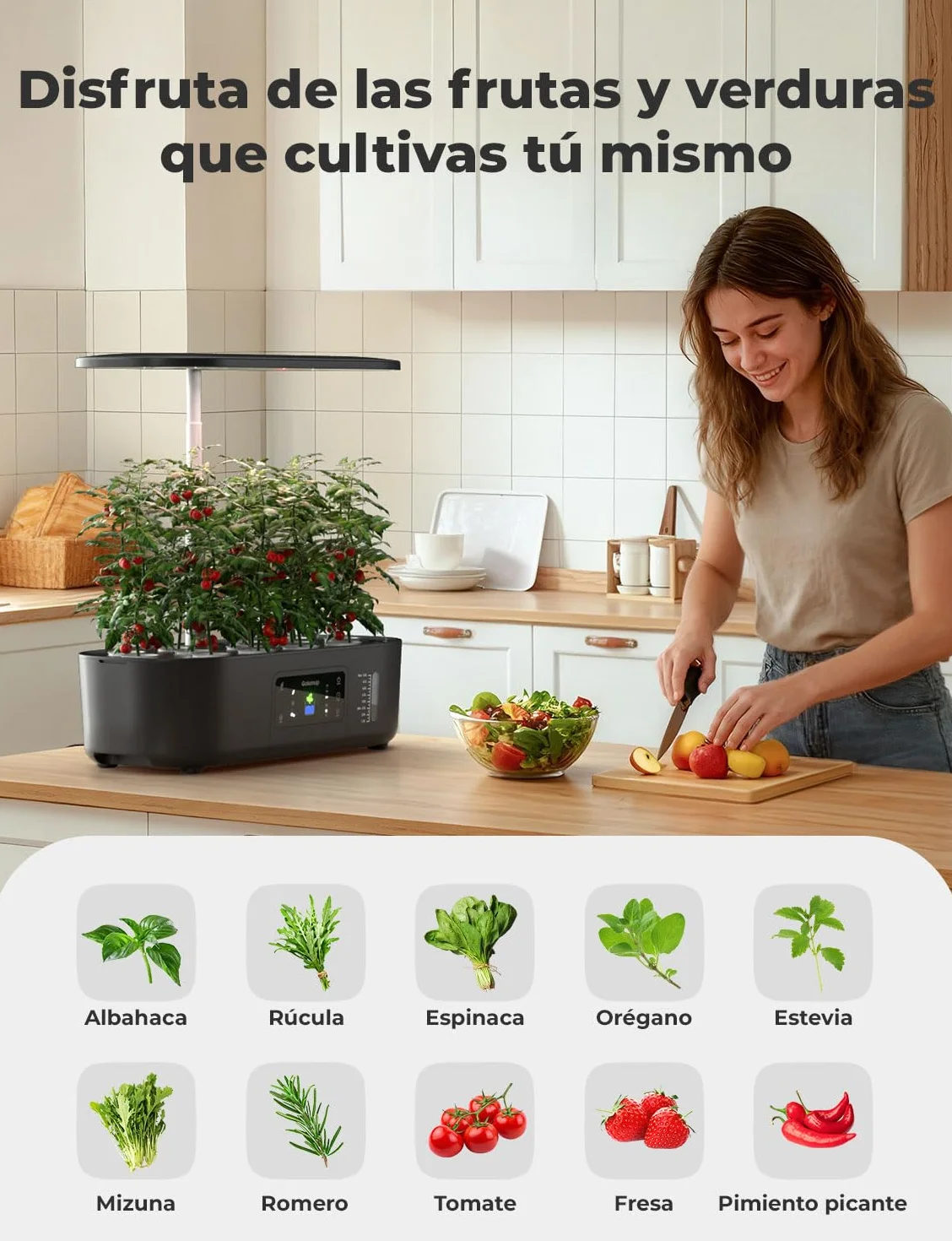 Sistema de Cultivo Hidropónico Kit de Cultivo Interior con Iluminación LED Automática, Huerto Interior con Temporizador Automático, Altura Ajustable (13 Vainas)