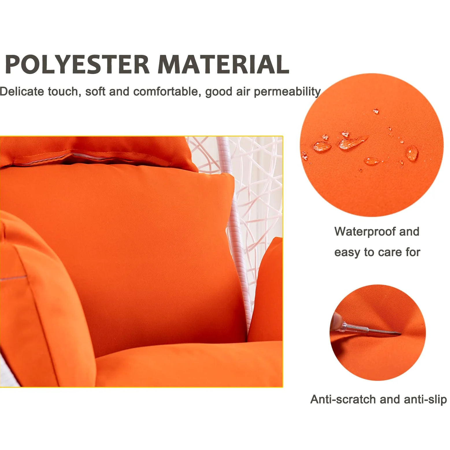 Funda De Repuesto para Cojín De Silla Colgante De Exterior, Lavable Y Gruesa, Light Grey