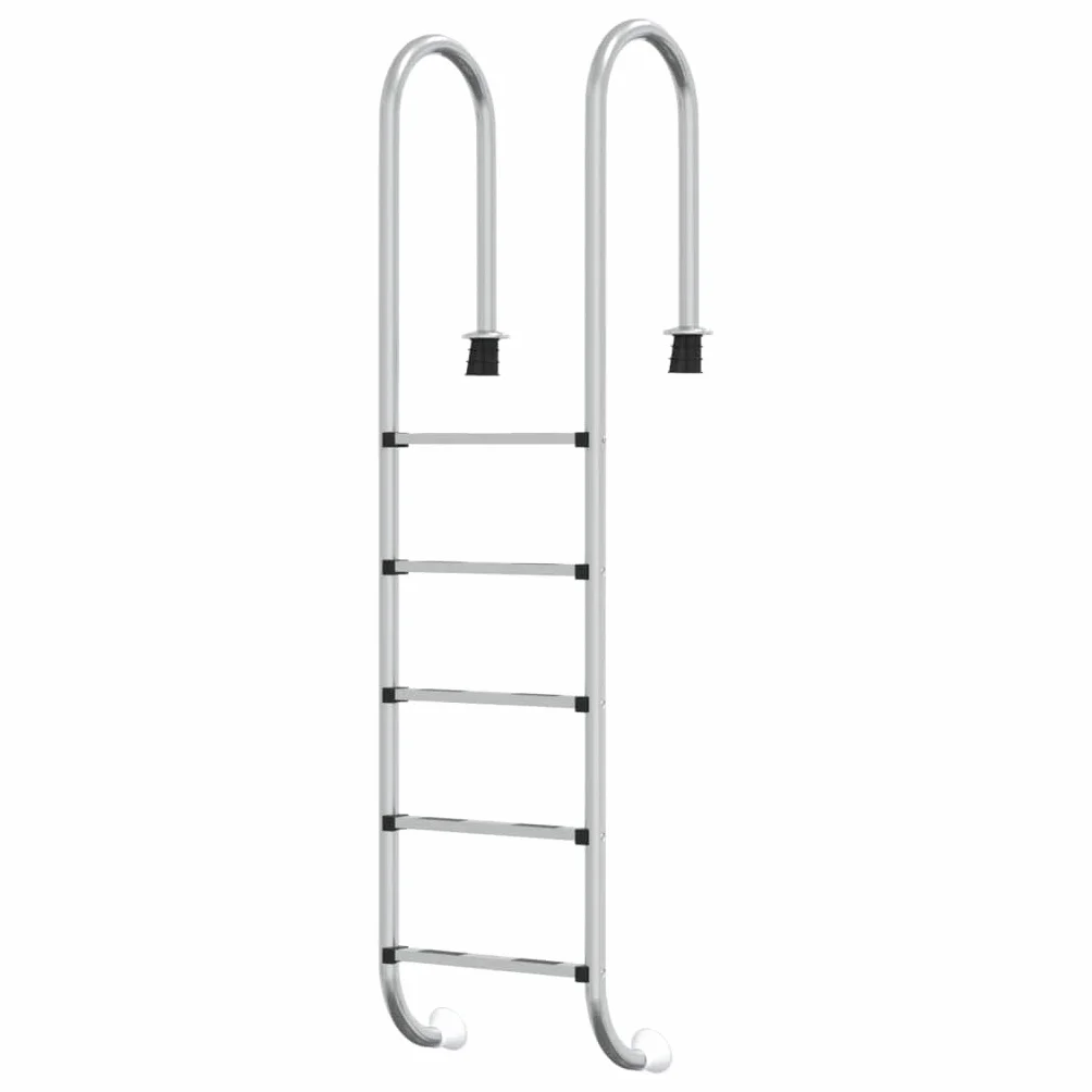 Escalera de piscina de acero inoxidable 304, 54 x 38 x 211 cm, con 5 peldaños antideslizantes, pasamanos y soporte, escalera de piscina para piscinas empotradas, escaleras de piscina como ayuda de