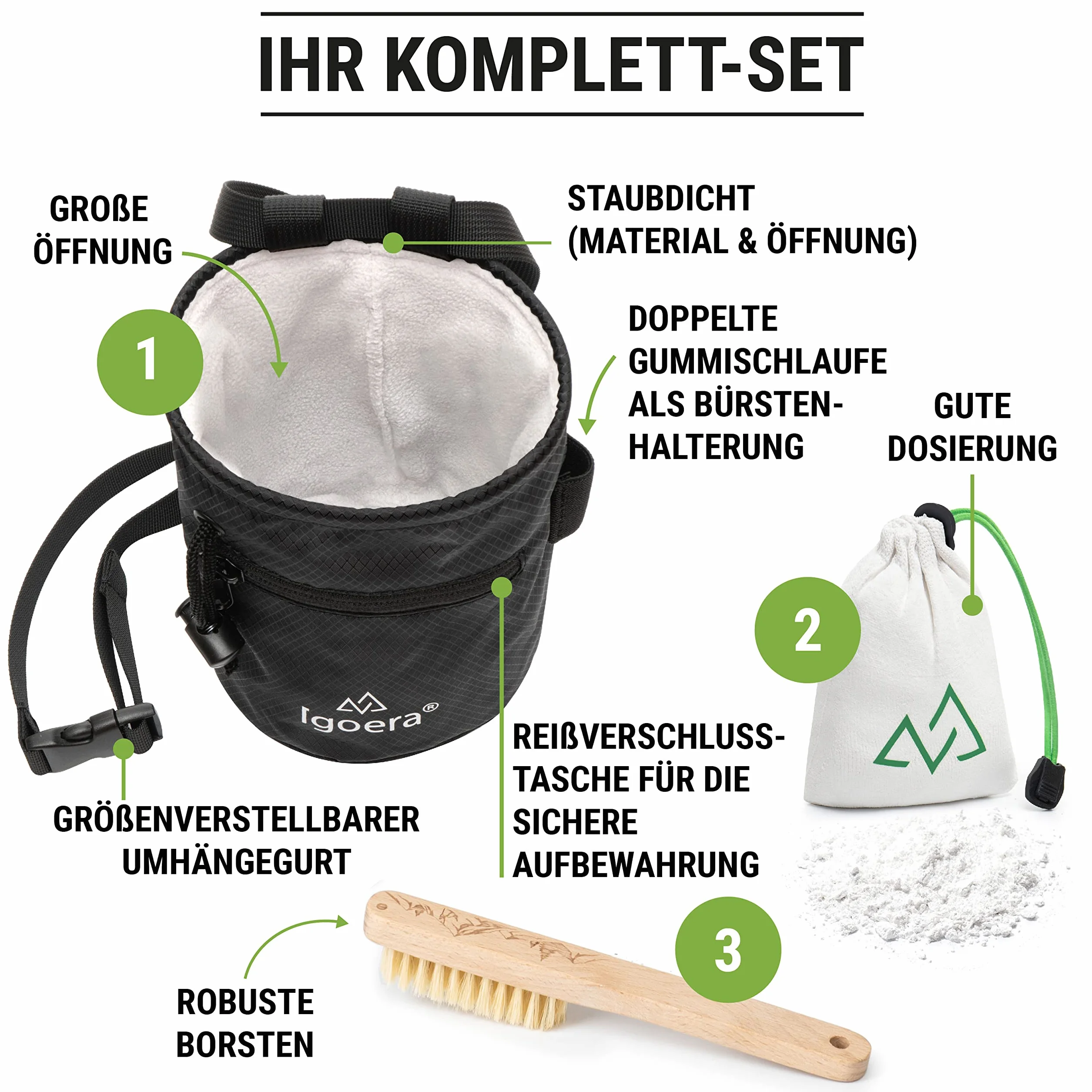Kit de Escalada Set con Cepillo de Boulder y Bola de Magnesio