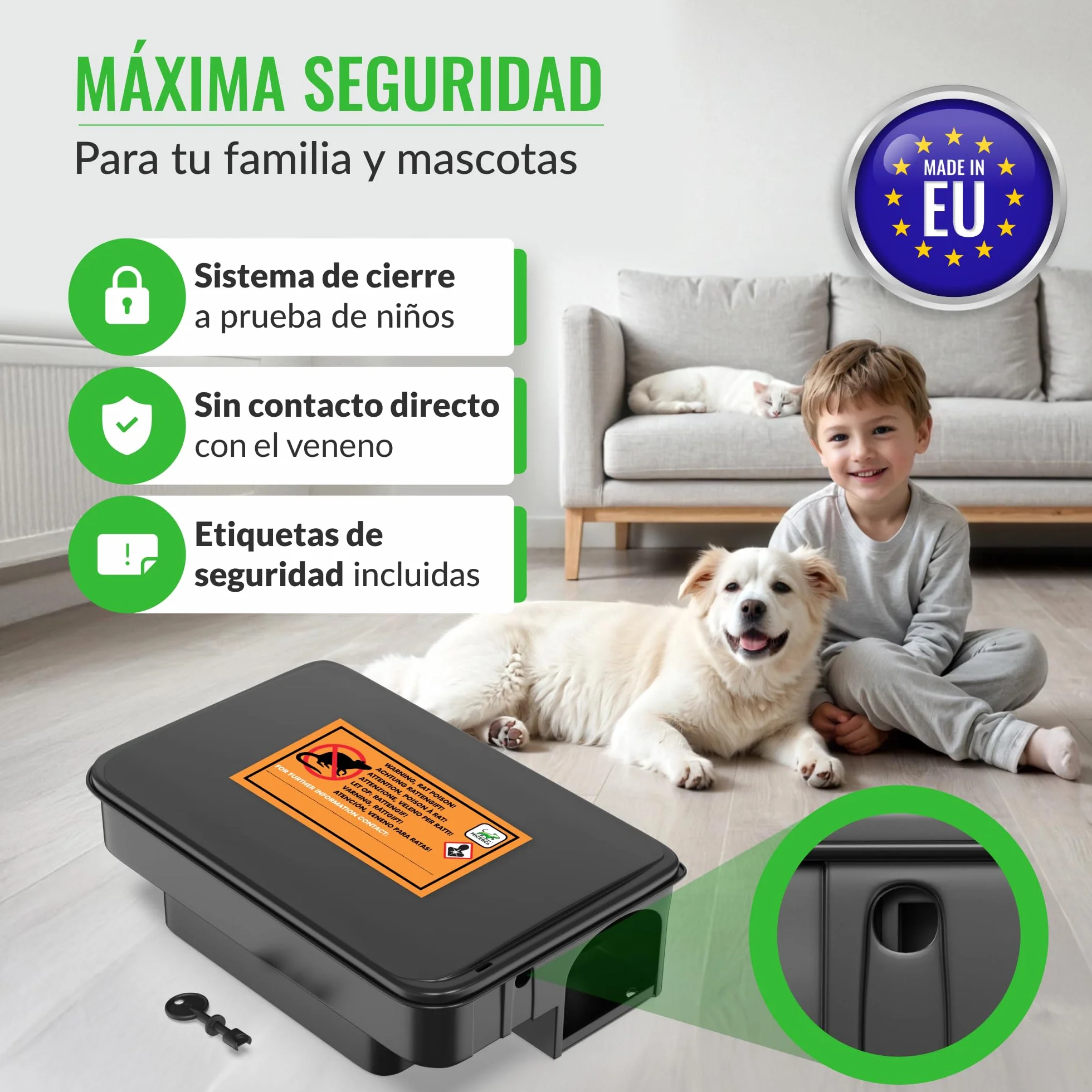 Mice&Co 2 Estaciones de Cebo para Ratas y Ratones - Trampas para Ratas y Ratones Profesionales | Caja Portacebos Veneno - Caja de Cebo Eficaz Raticida Interior y Exterior