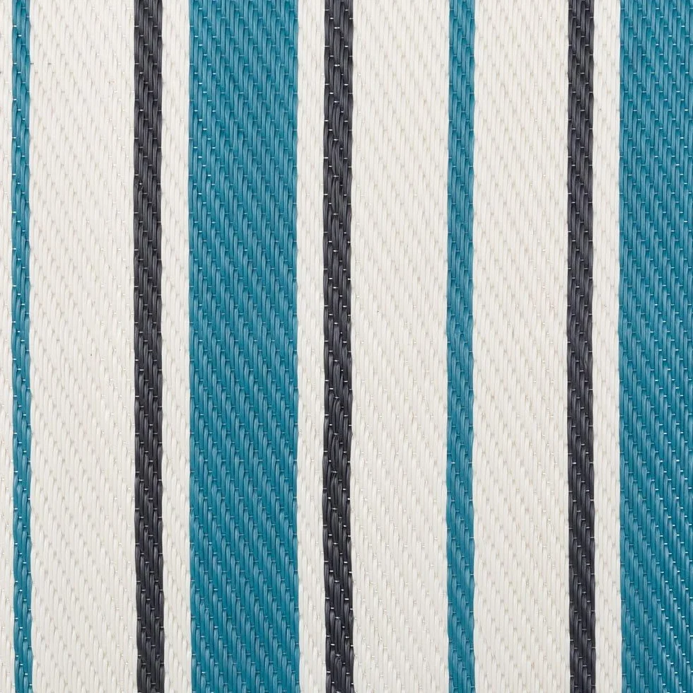 LOLAhome Alfombra jardín Rayas Milos sostenible de Polipropileno Trenzado Azul de 90x150 cm