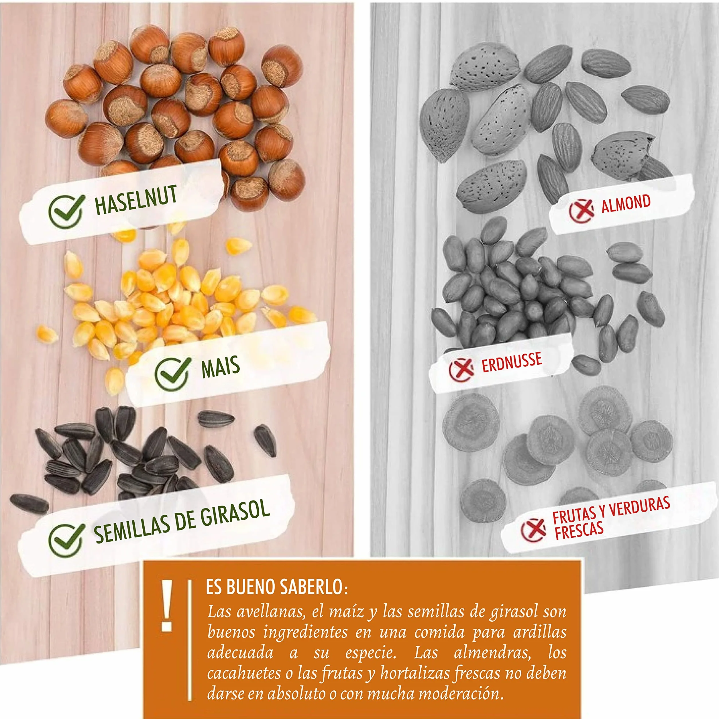 wildtier herz I Alimentación para Ardillas 2kg I Comida de Ardillas para Alimentos - Alimento para Ardilla