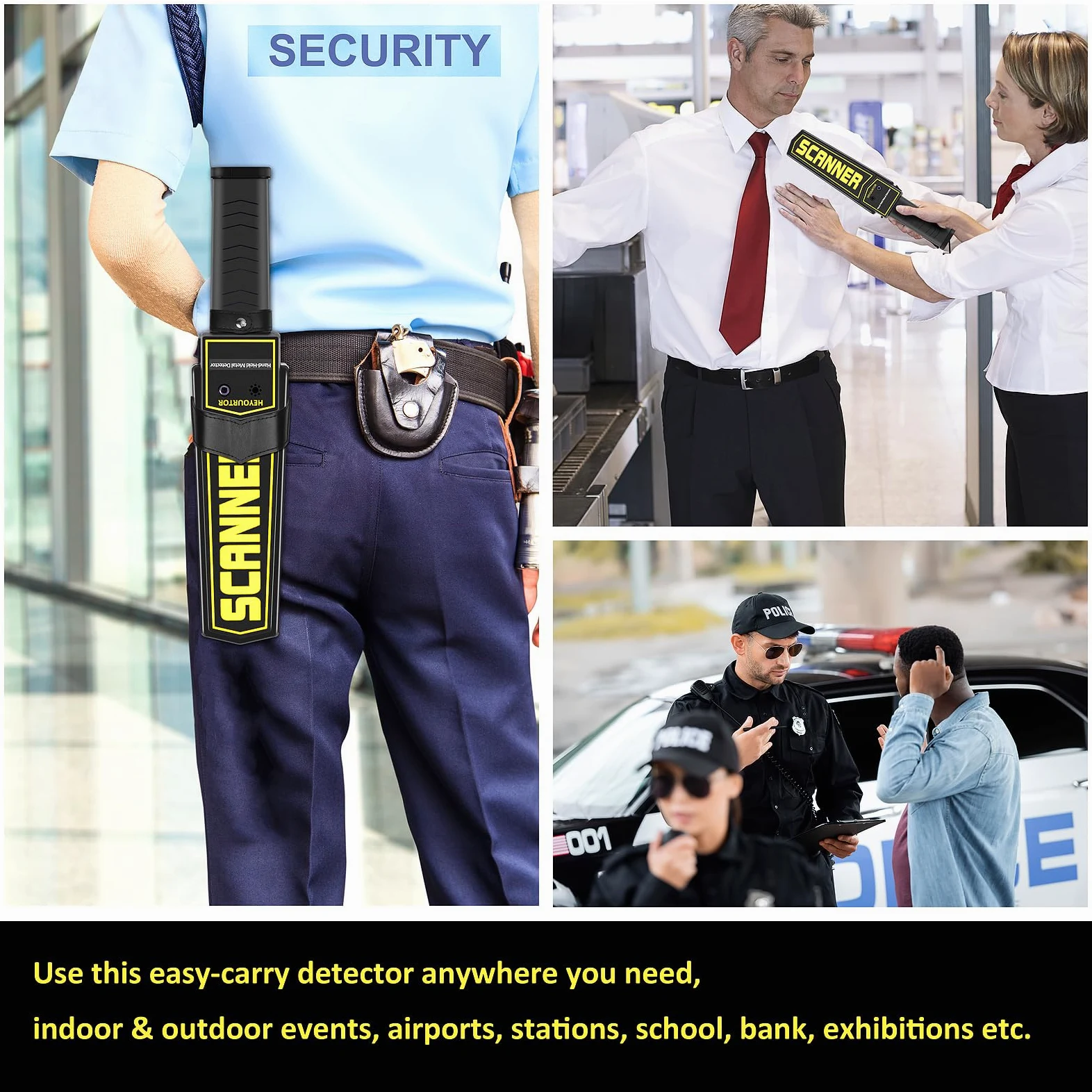 Varita de detector de metales de mano, varita de seguridad, varita de escáner de seguridad multiusos para detección de metales y armas
