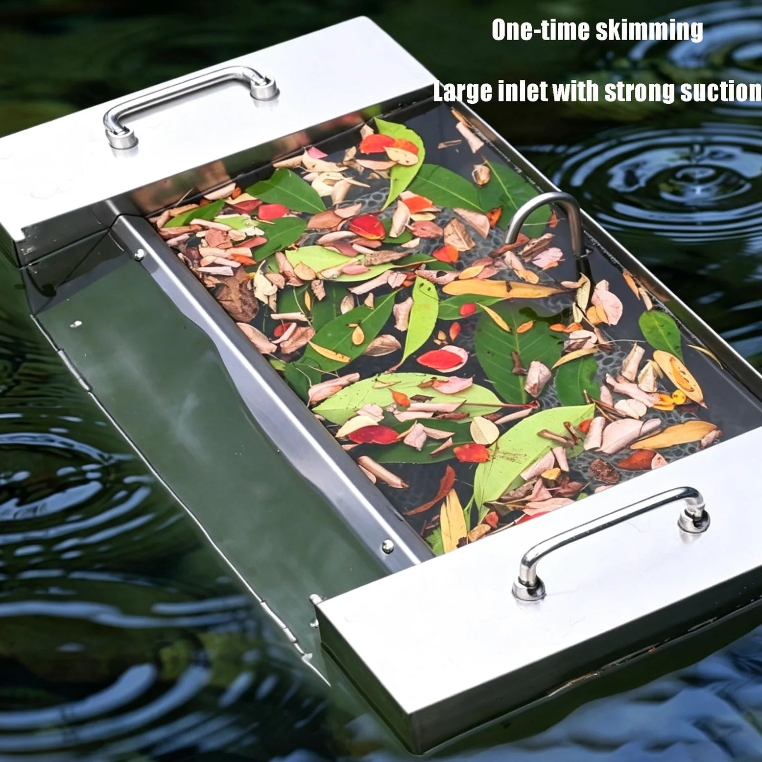 Espumador de estanque de acero inoxidable, colector de desechos multiusos, bomba de alto flujo limpiador automático para estanques de peces y piscinas, herramienta reductora de lodo resistente