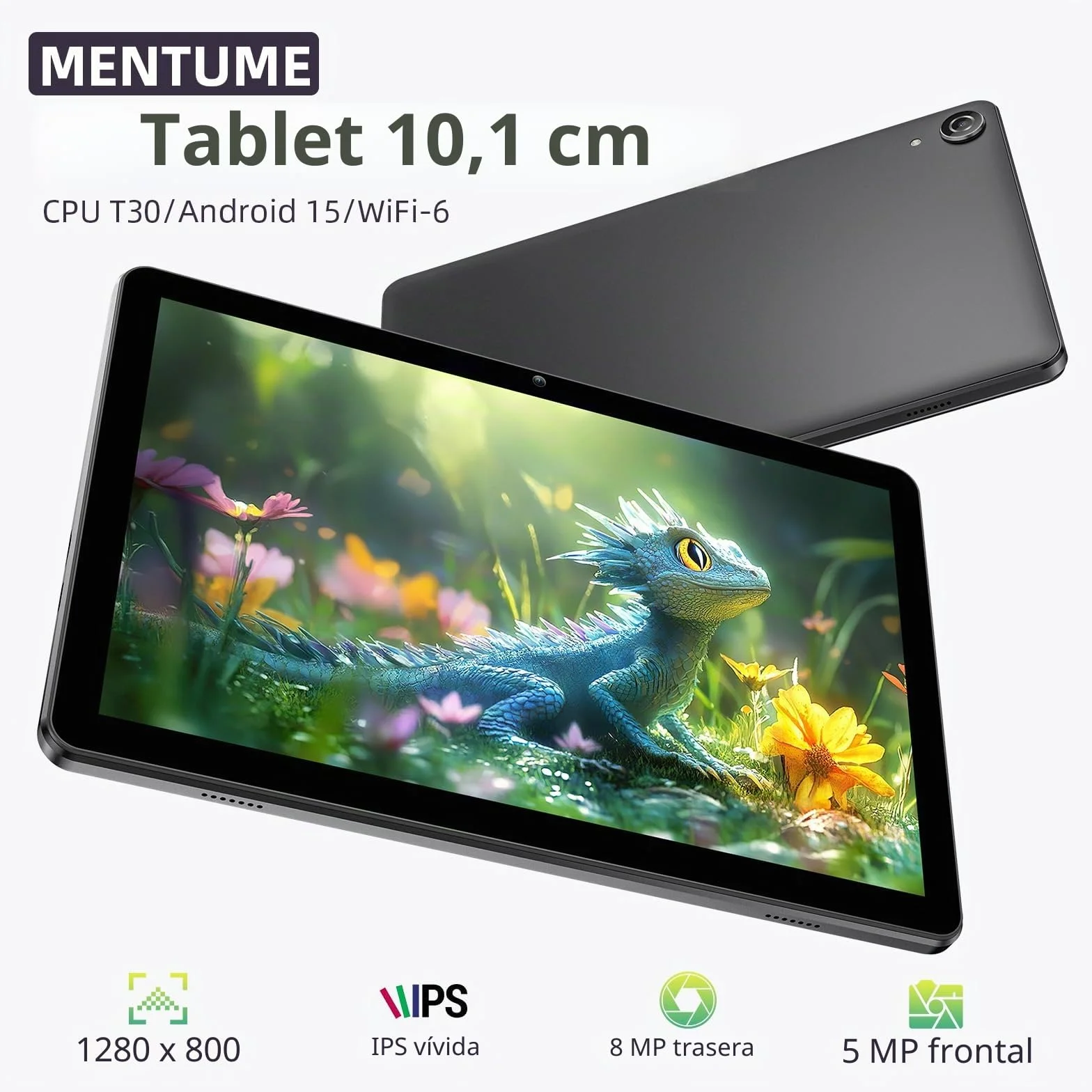 Tablet 10 Pulgadas Android 15 Unisoc T30 Quad-Core 18GB RAM 128GB ROM 1TB TF Pantalla HD IPS 1280x800 Cámara Dual 5MP+8MP 6000mAh WiFi 6 BT 5.0 Widevine L1 K70