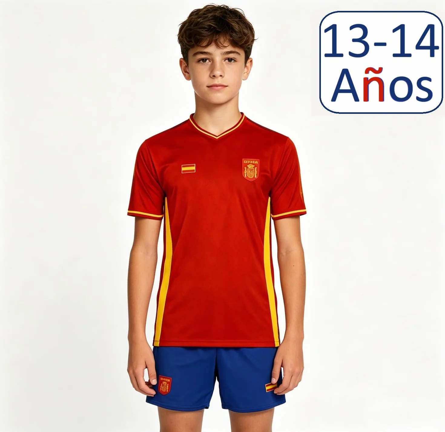 Camiseta de Fútbol España Hombre Rojo Amarillo Poliéster Manga Corta Transpirable