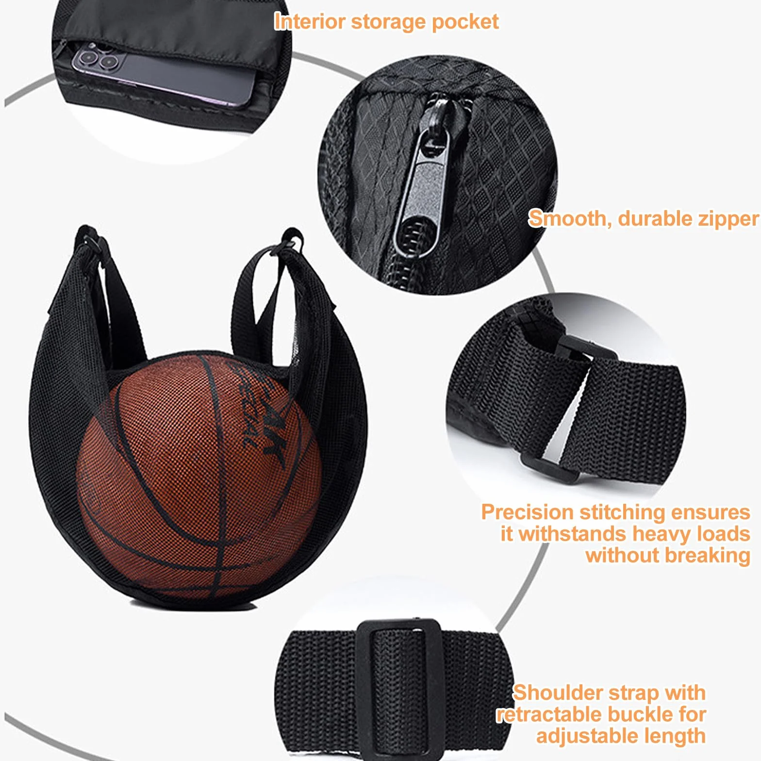 Bolsa de Malla para Pelotas, Oxford Impermeable, Mochila Deportiva para Fútbol, Baloncesto, Tenis, Rugby, Voleibol