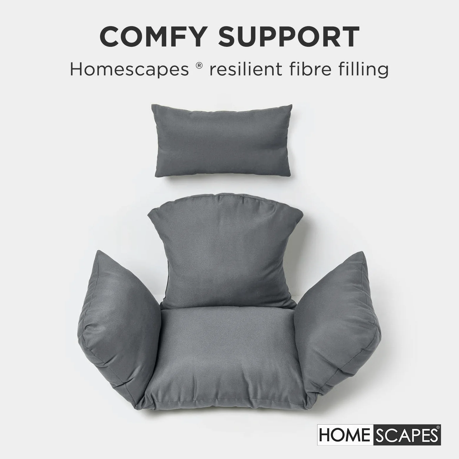 HOMESCAPES Cojín para silla de columpio impermeable con reposacabezas y lazos extraíbles