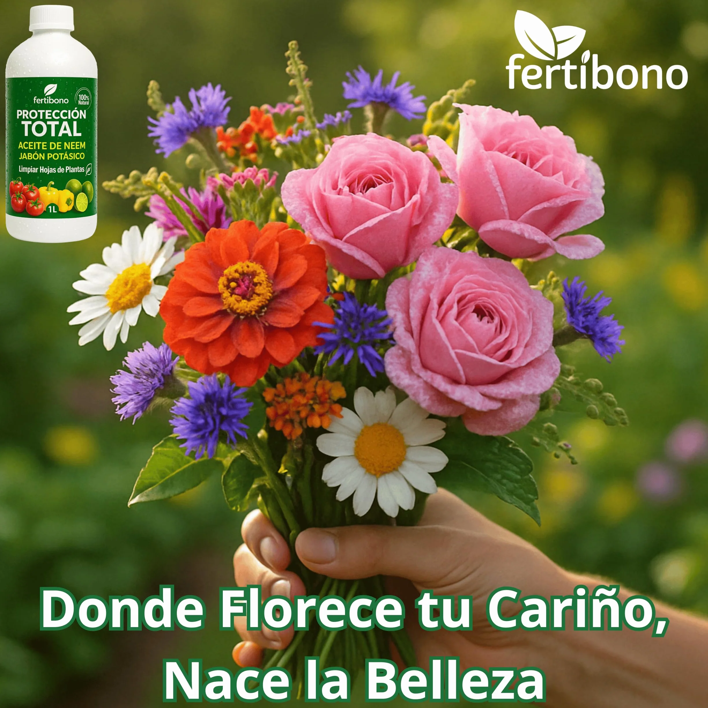 FERTIBONO PROTECCION TOTAL Jabón Potásico y Aceite de Neem – Cuidado Natural 100% para Plantas | 5L | Fortalece, Limpia y Equilibra | Ideal para Huertos y Jardines Ecológicos