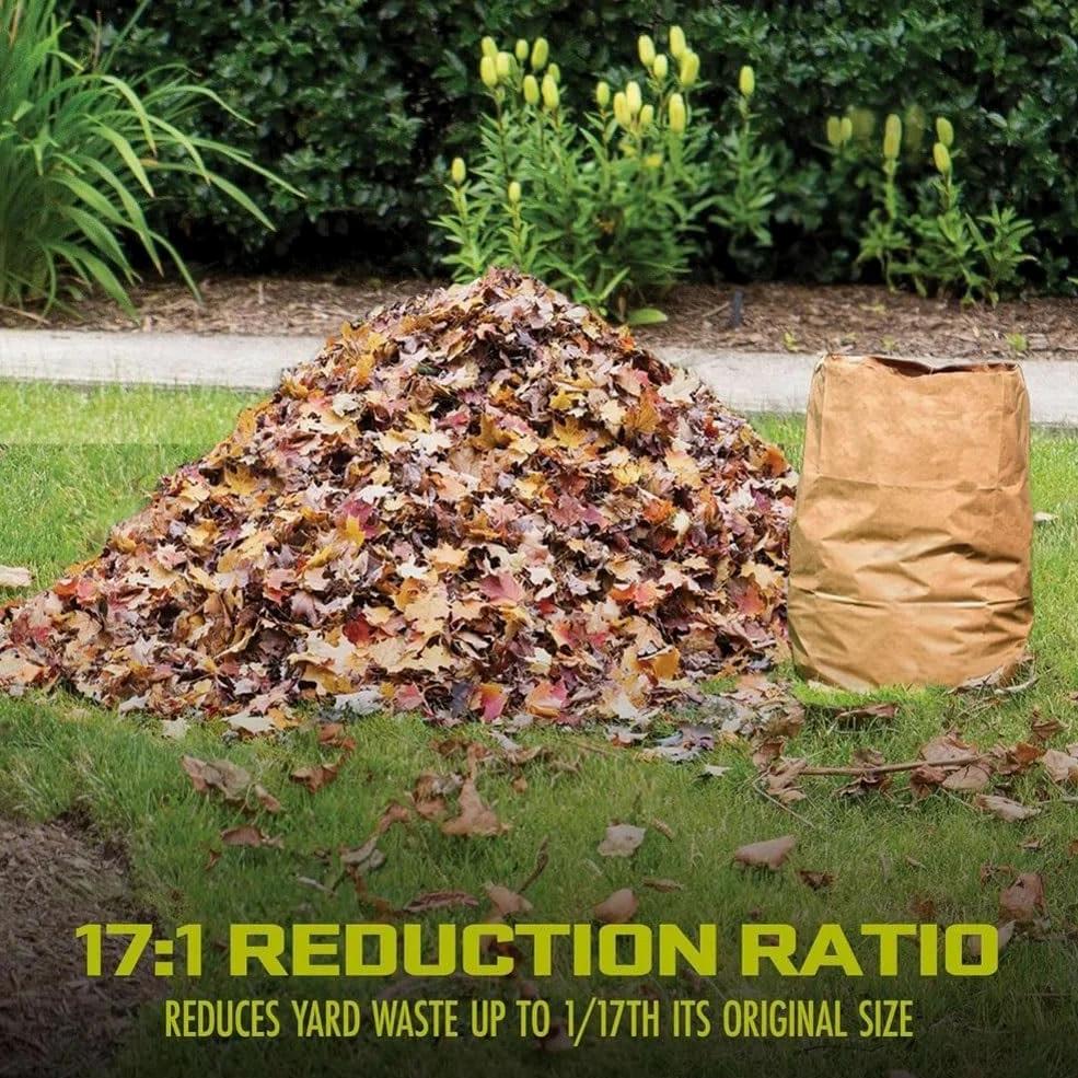 Trituradora eléctrica de hojas de jardín, trituradora de 2500 W para limpieza de patio, 8000 RPM con embudo de 54 cm, tamaño de corte ajustable, incluye rastrillo de hojas y bolsa de almacenamiento