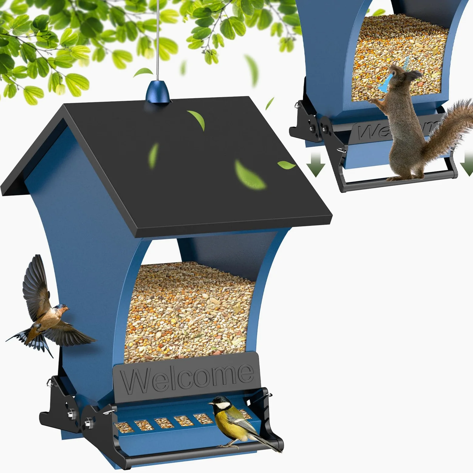 Wildpark Comederos de pájaros a prueba de ardillas para exteriores, comederos colgantes de metal de 5 libras, comederos salvajes grandes para cardenales, gallineros, comederos duraderos para patio