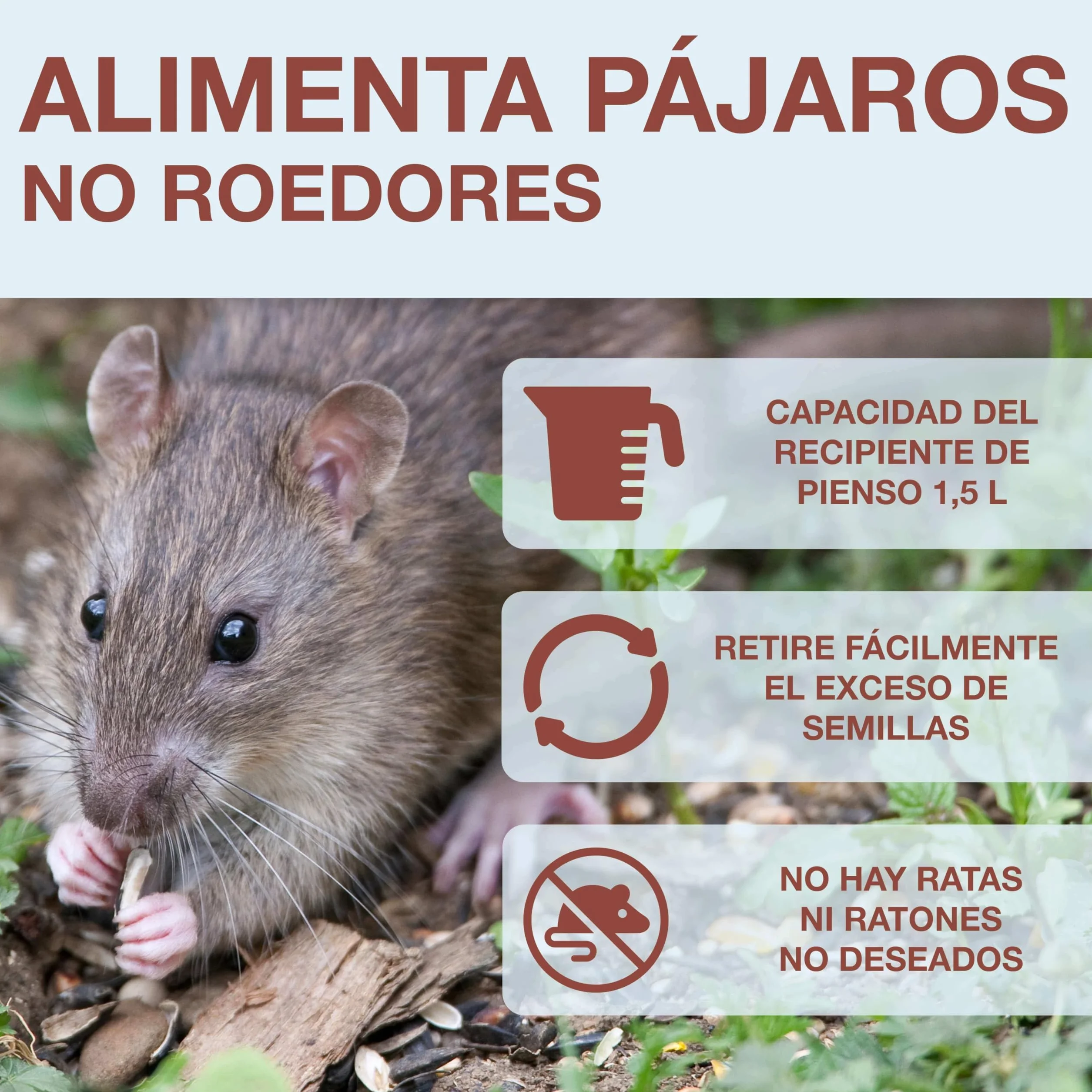 SWISSINNO Comedero para Pájaros Colgante – Davos Smart Birds - Dispensador con Bandeja - Tolva Segura contra Roedores - para Jardín y Balcón - Azul Claro