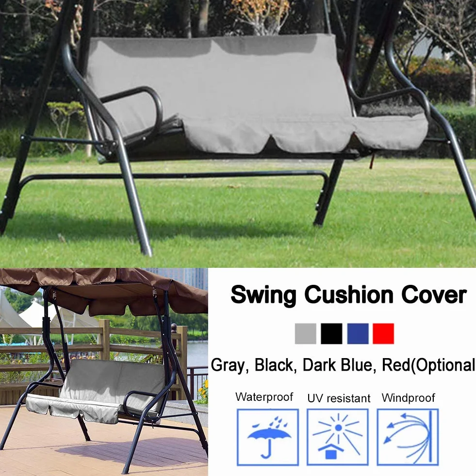 Socobeta Cojín de Columpio de 3 plazas Funda de Asiento de Columpio fácil de Limpiar para Patio para Patio(Gray)