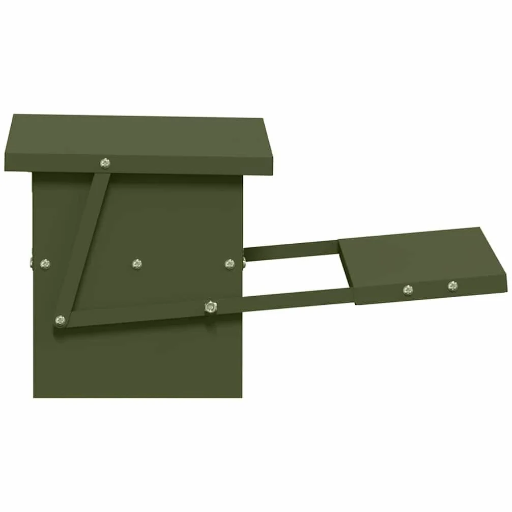 Comedero para patadas de pollo de acero laminado en frío, color verde oliva, 48,5 x 39,5 x 19 cm, capacidad de 5 kg, resistente a la intemperie, para interior y exterior, comedero automático