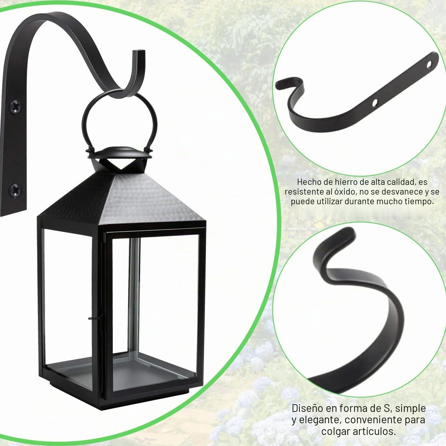 4 Piezas Gancho de Planta para Colgar en la Pared, Maceta Gancho Linterna, Ganchos Colgantes de Metal para Jardín, para Colgar plantas, Linternas, Comederos de Pájaros