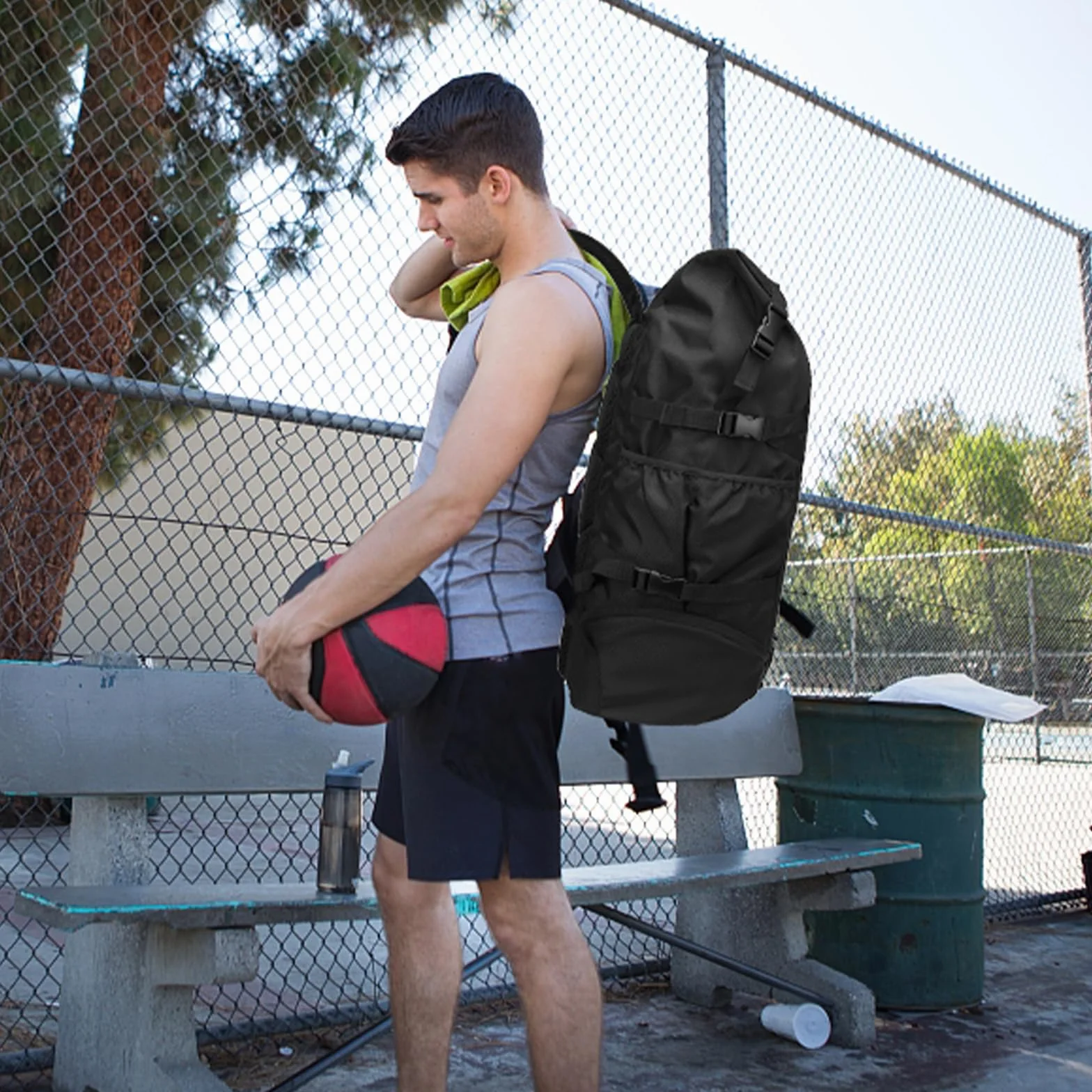 Kono Mochila Deportiva para Baloncesto Bolsa Portátil con Cuerda Negro