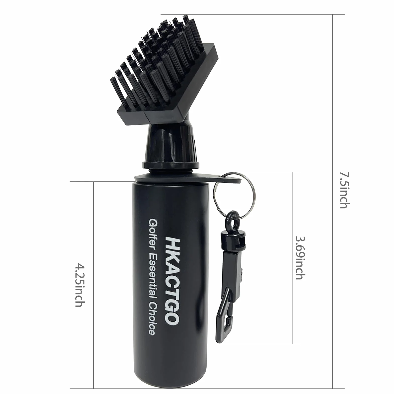 Limpiador de cepillos para palos de golf con clip y botella 7.5 pulgadas 4 oz