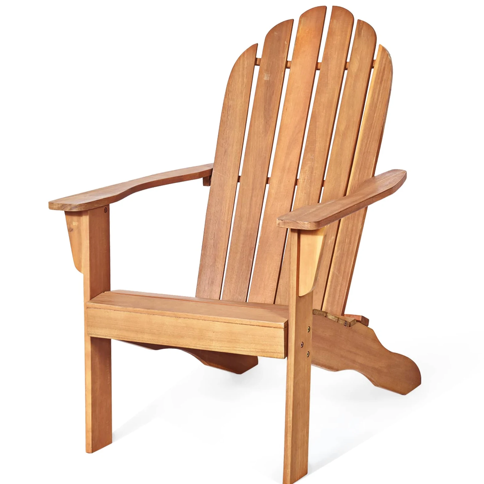GOPLUS Silla Adirondack de Madera, Sillas de Jardín, con Reposabrazos y Respaldo, Asiento Madera de Reclinable, Certif FSC Balcón, para Terraza Exterior, 88 cm x 69 cm x 103 cm, Marrón